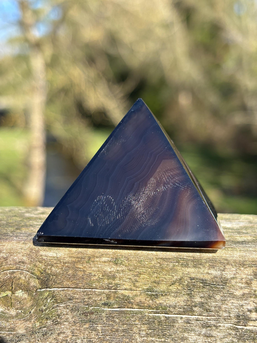 Agate Crystal Pyramid 46mm | Natural Grounding Stone | Sacred Geometry Healing Crystal | Polished Mineral Decor