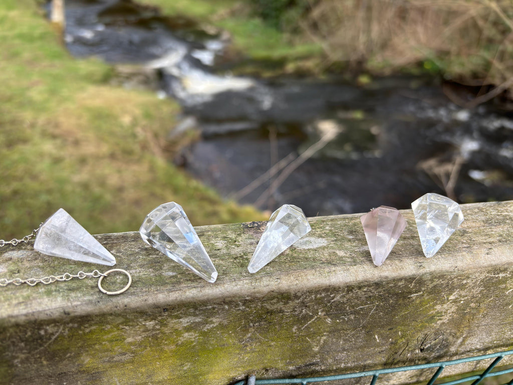 Faceted Crystal Pendulum | Divination Dowsing Tool with Chain