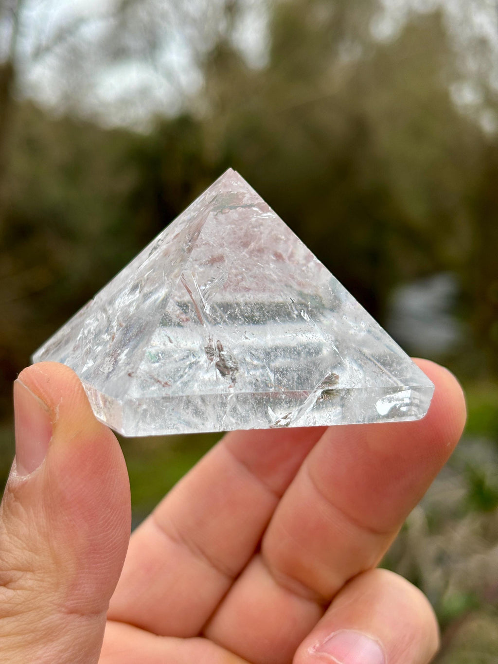 Natural Quartz Crystal Pyramid | Energy Amplifier Stone | Sacred Geometry Decor | Meditation & Healing Crystal