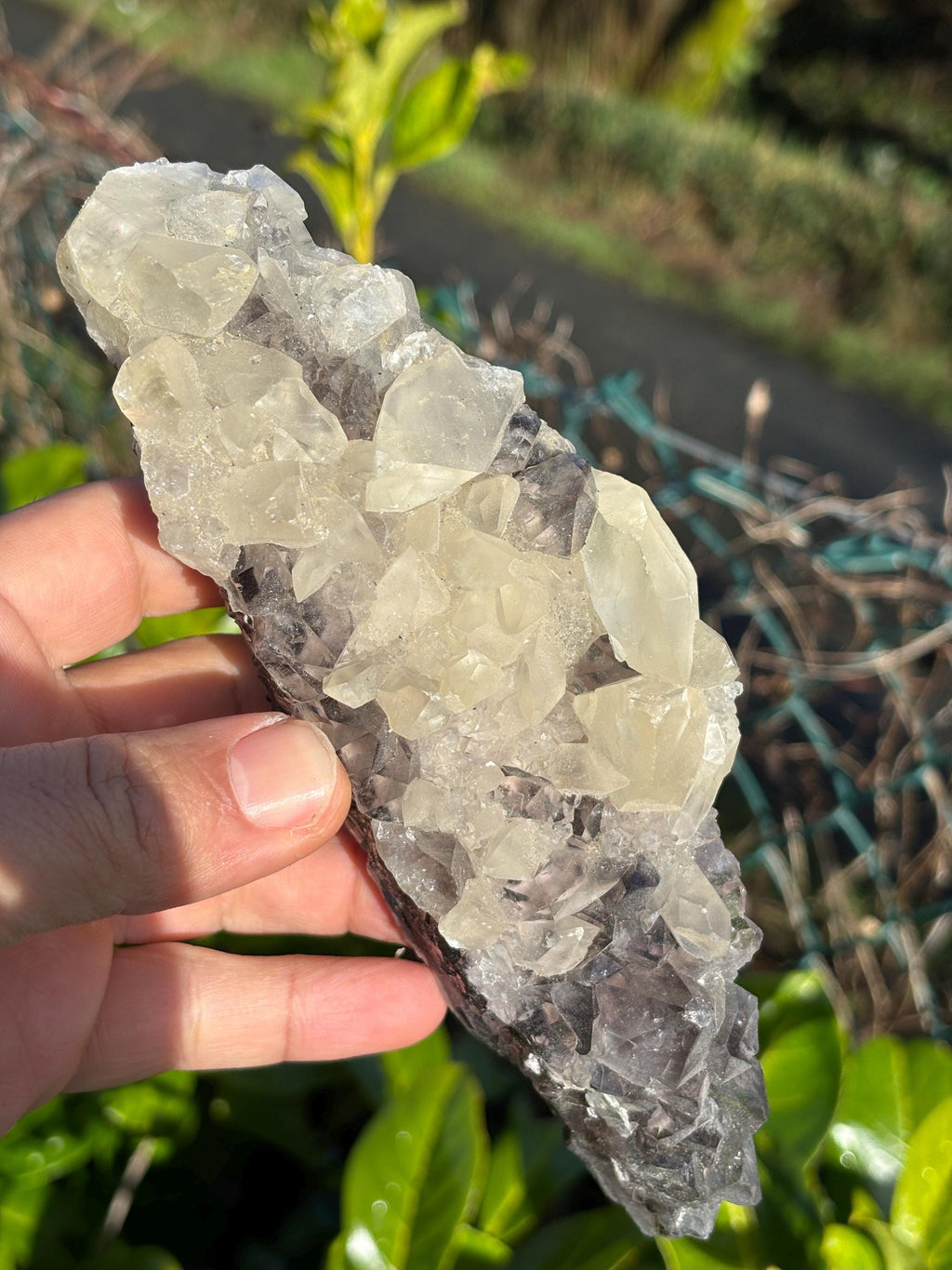 Smoky Quartz Druze with Calcite - Natural Crystal Mineral Specimen (605g)