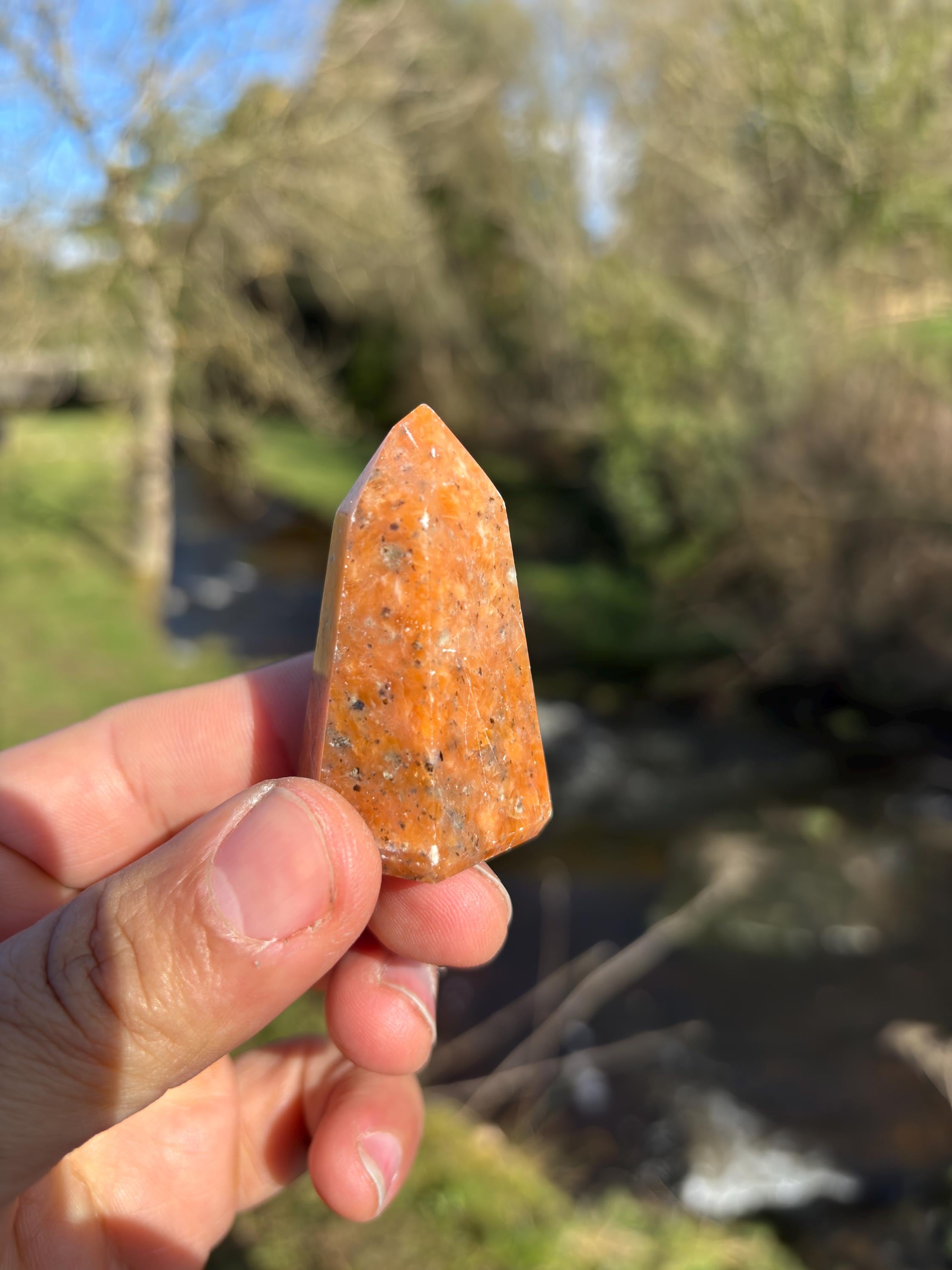 Orange Calcite Polished Point | Natural Crystal Tower, Home Decor
