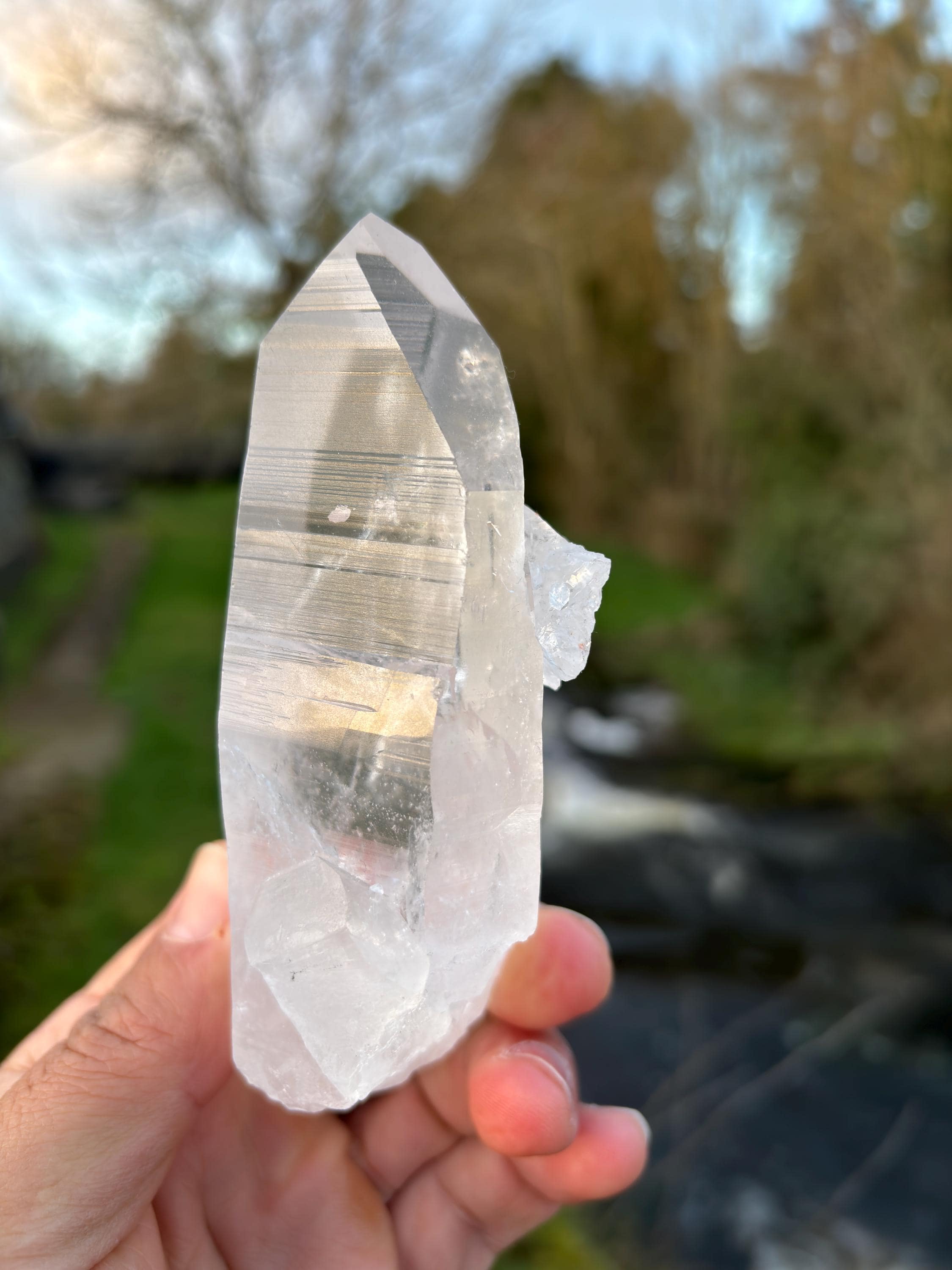 Natural Lemurian Quartz Point | Extra Clear Brazilian Crystal | High Transparency | Raw Collector Specimen | Healing Stone