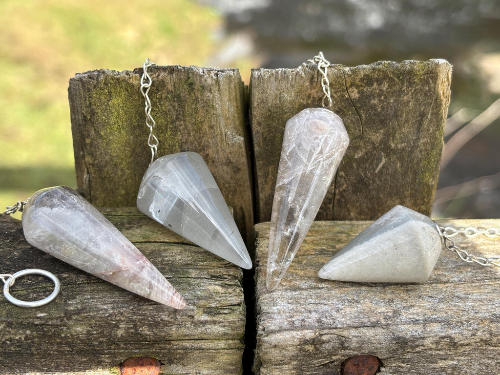 Lithium Quartz Pendulum | Grey Crystal Dowsing Tool | Emotional Healing Stone | Meditation Divination Pendulum