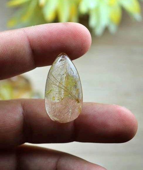 DROP Quartz RUTILE Quality Gem Polished