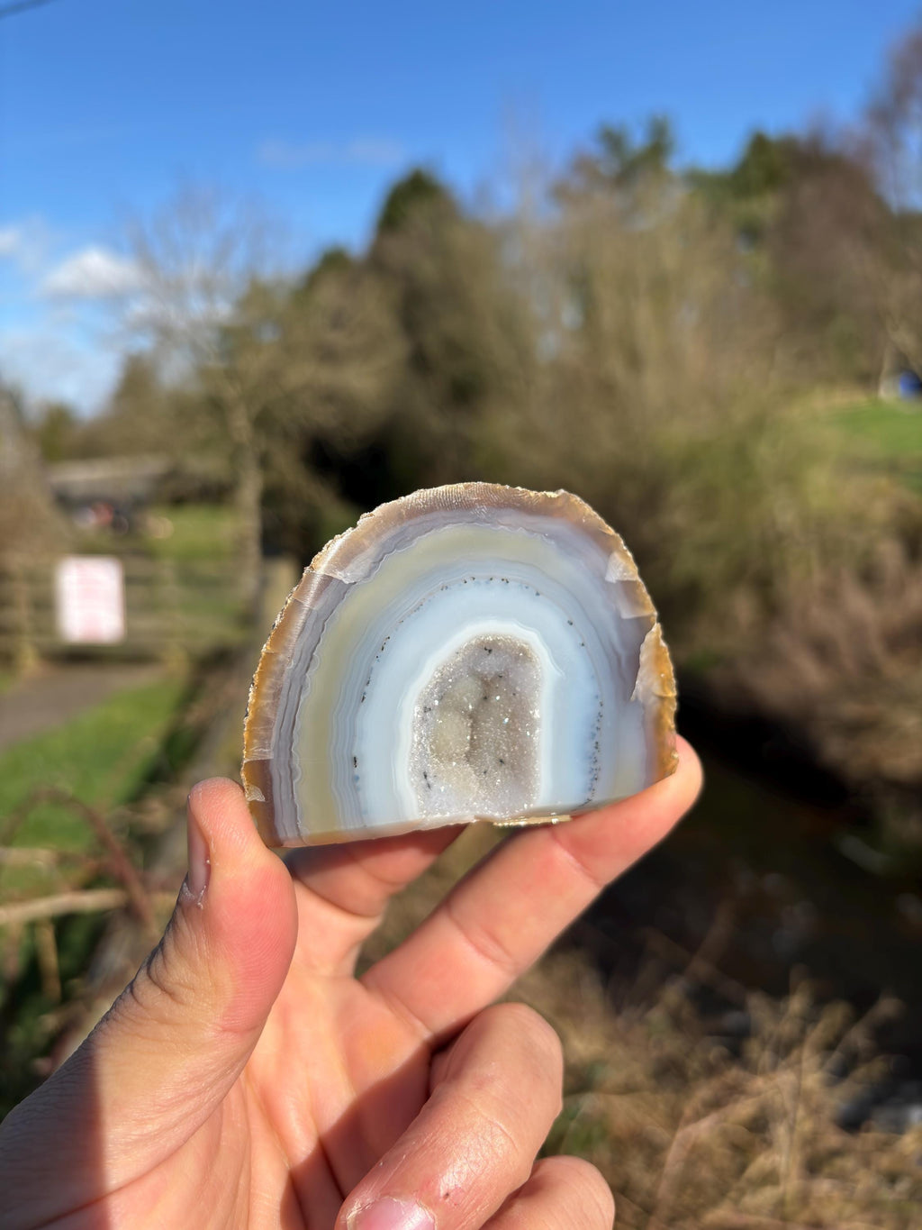 Brazilian Agate Geode | Polished Crystal Display, Collector's Piece