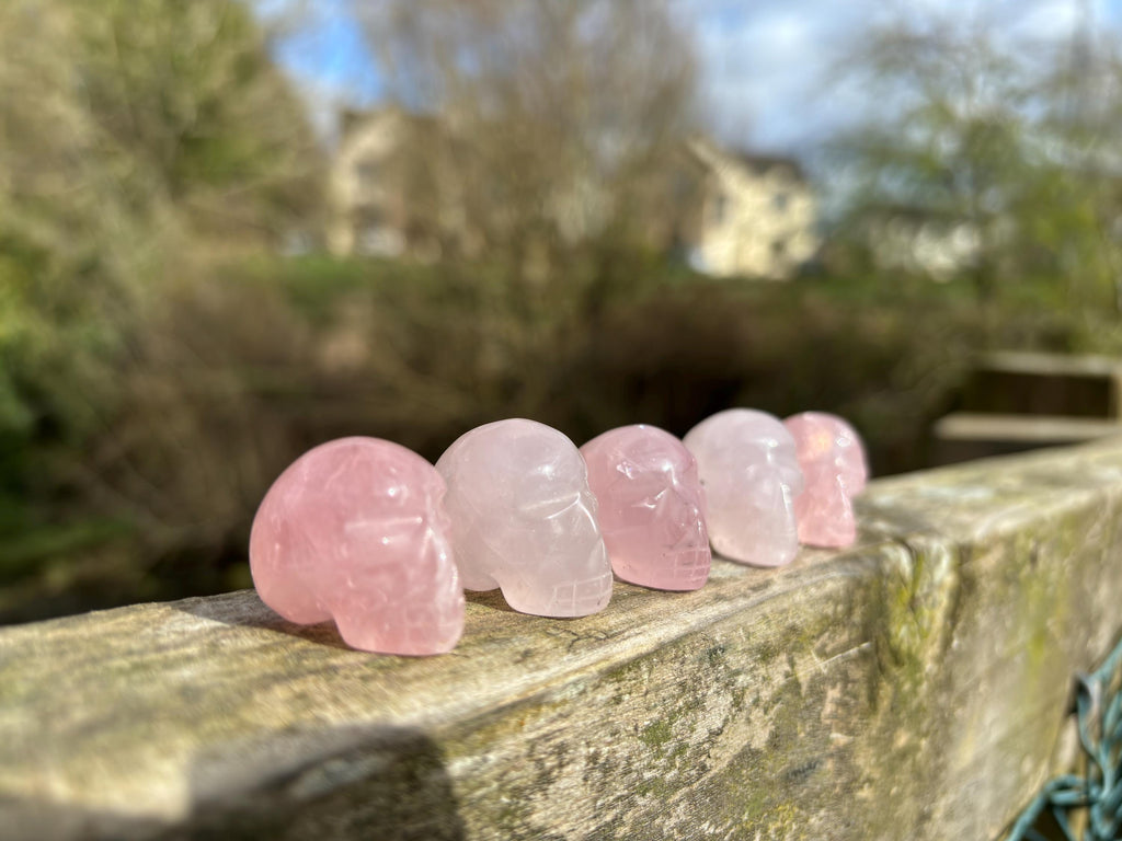 Rose Quartz Mini Skull | Hand Carved Crystal Skull | Love Stone Healing Crystal | Gothic Crystal Decor