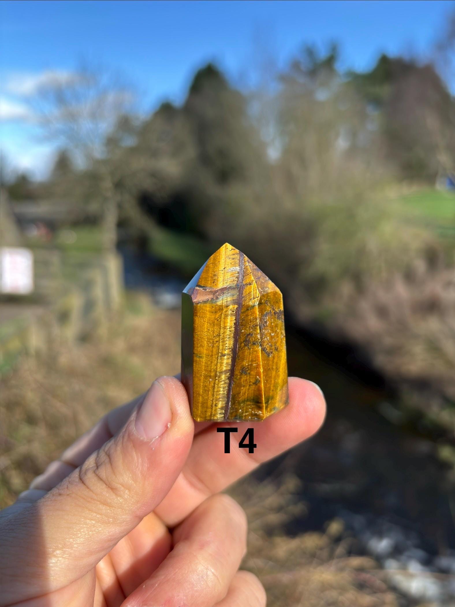 Tiger's Eye Crystal Point | Hand-Polished Tower, Home Decor