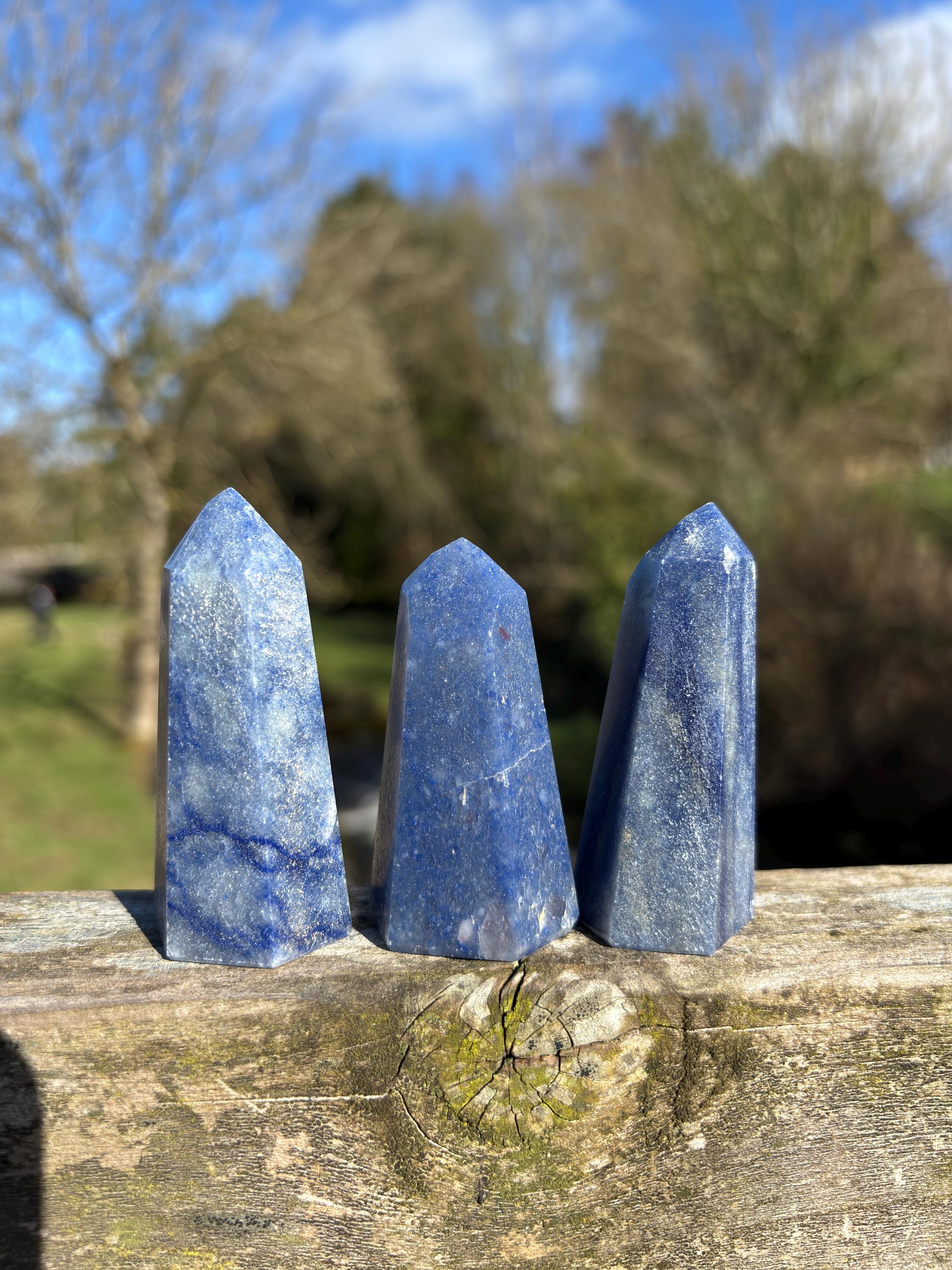 Natural Blue Quartz Polished Point - Crystal Tower for Healing & Decor