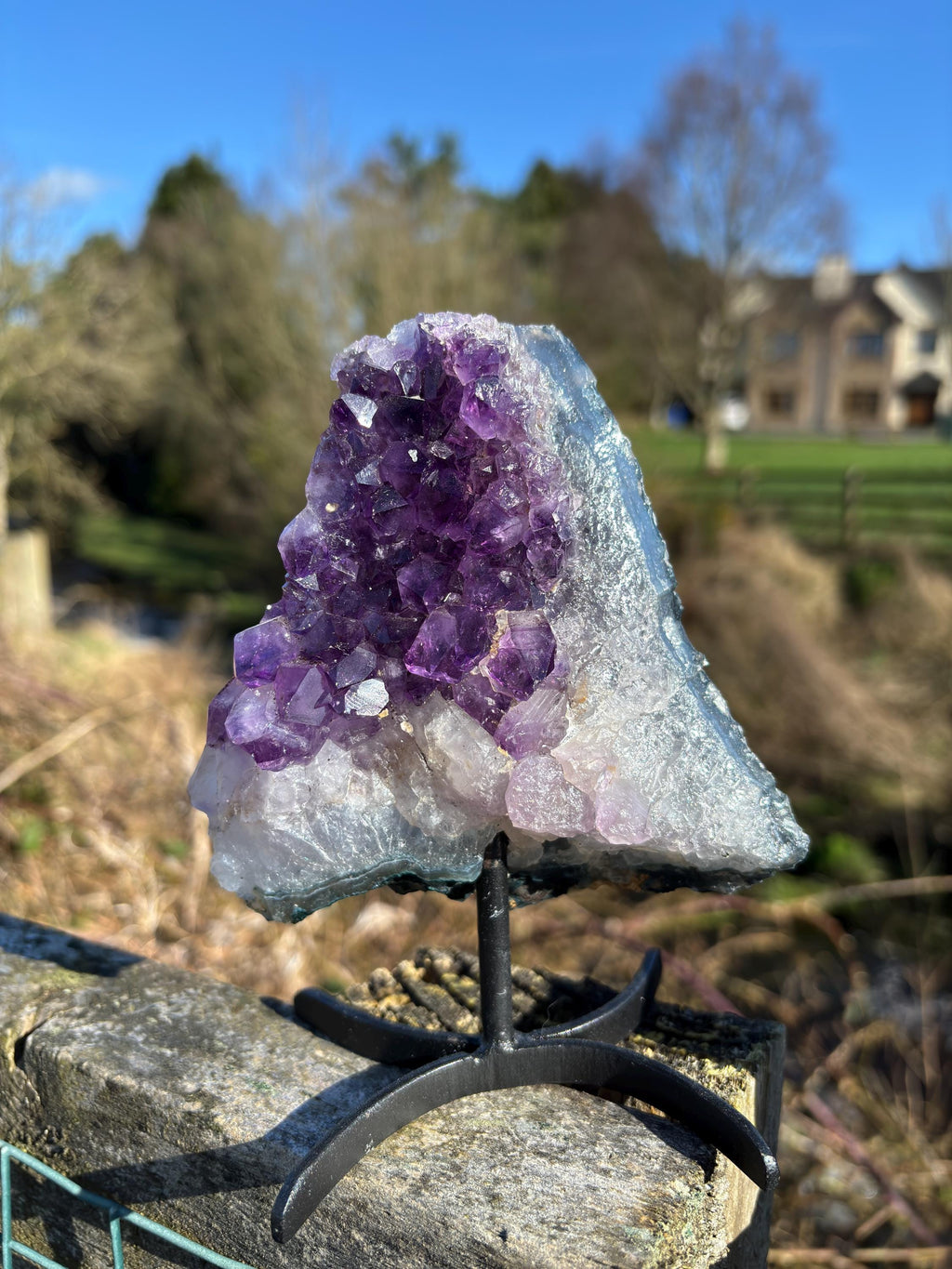 Amethyst Druzy Crystal on Display Base – Natural Purple Geode