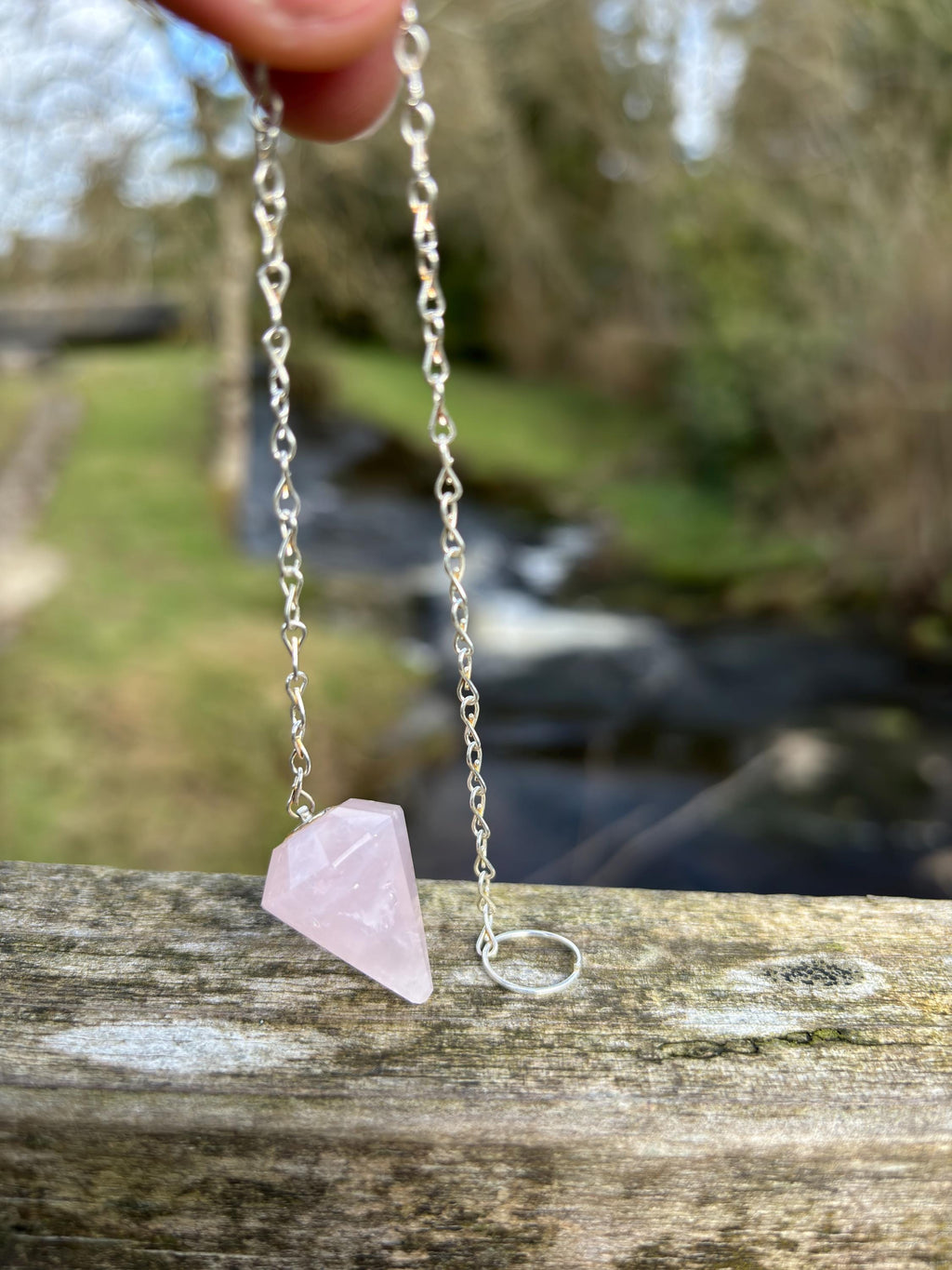 Rose Quartz Pendulum | Faceted Crystal Dowsing Tool | Heart Chakra Healing Stone | Divination Pendulum