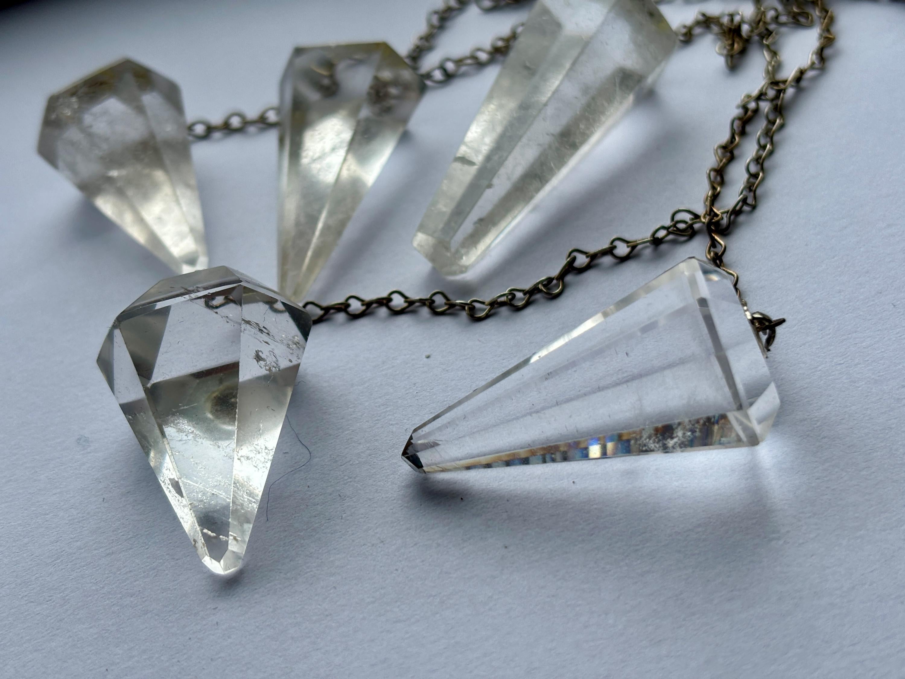 Faceted Crystal Pendulum | Divination Dowsing Tool with Chain
