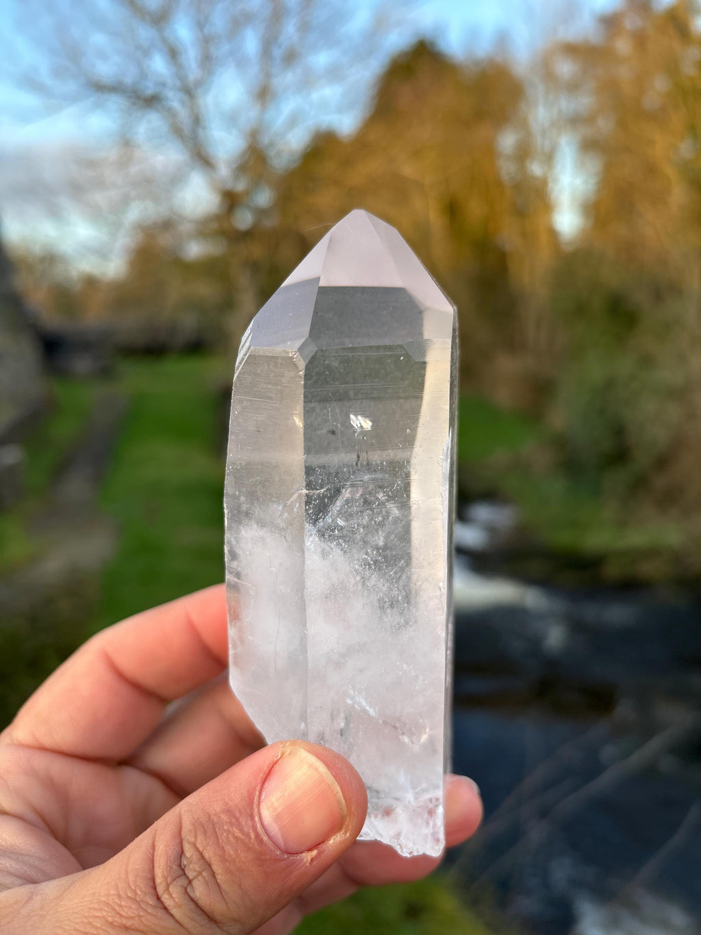 Natural Lemurian Quartz Point | Extra Clear Brazilian Crystal | High Transparency | Raw Collector Specimen | Healing Stone