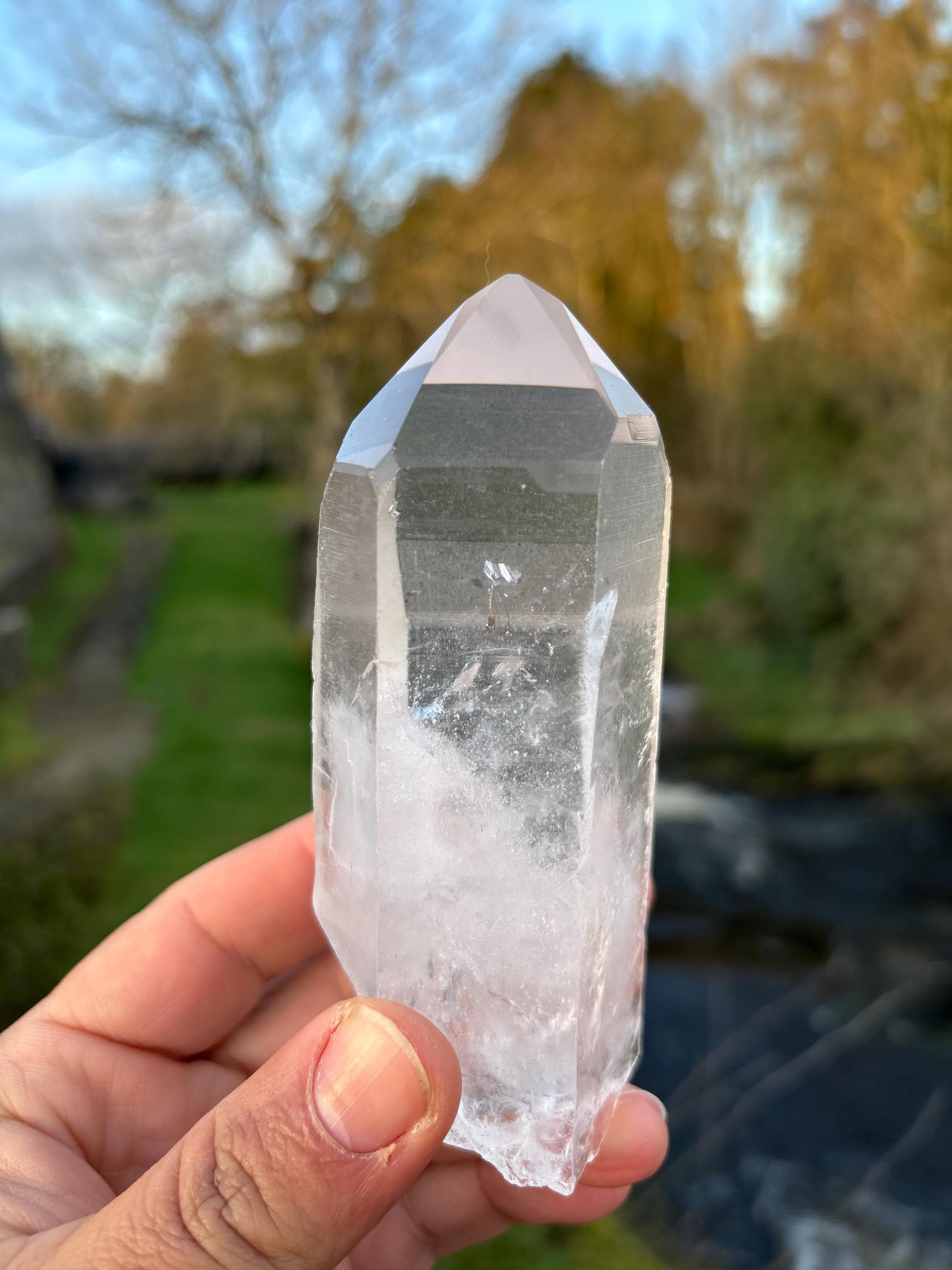 Natural Lemurian Quartz Point | Extra Clear Brazilian Crystal | High Transparency | Raw Collector Specimen | Healing Stone