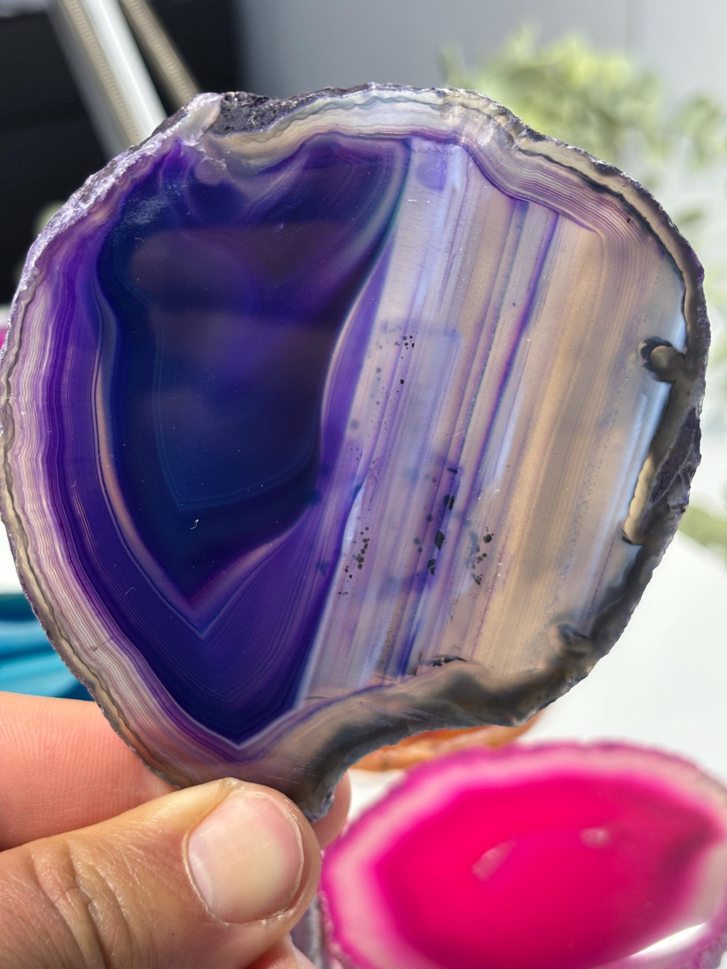 Polished Agate Slice | Colorful Banded Crystal Coaster, Mineral Specimen