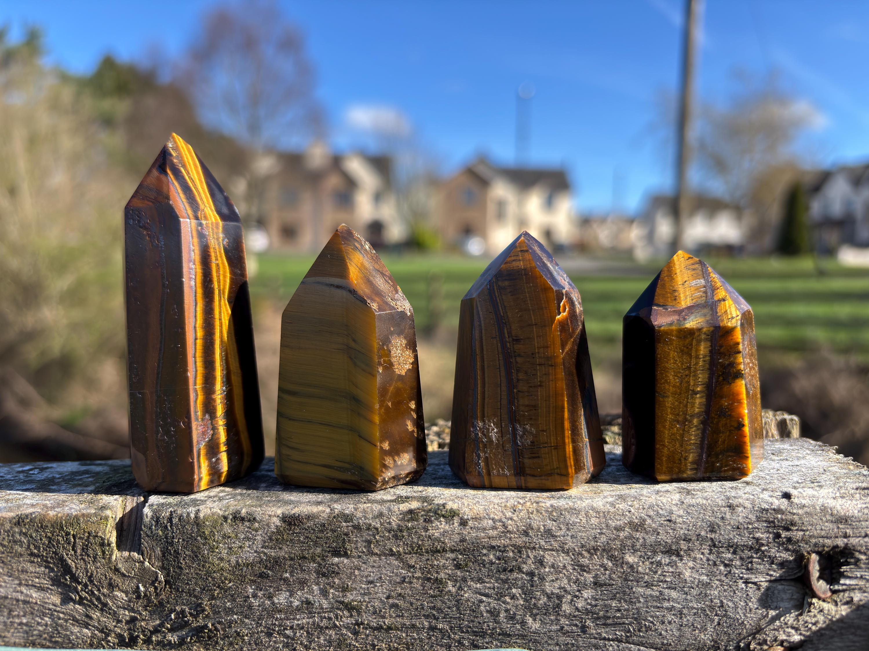 Tiger's Eye Crystal Point | Hand-Polished Tower, Home Decor