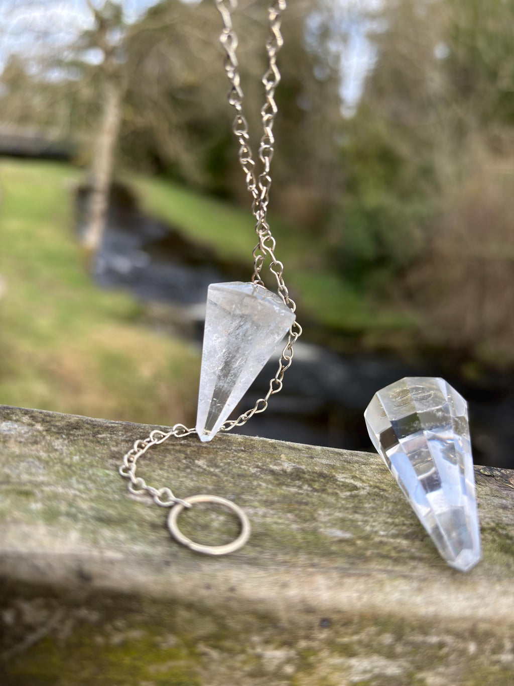 Faceted Crystal Pendulum | Divination Dowsing Tool with Chain