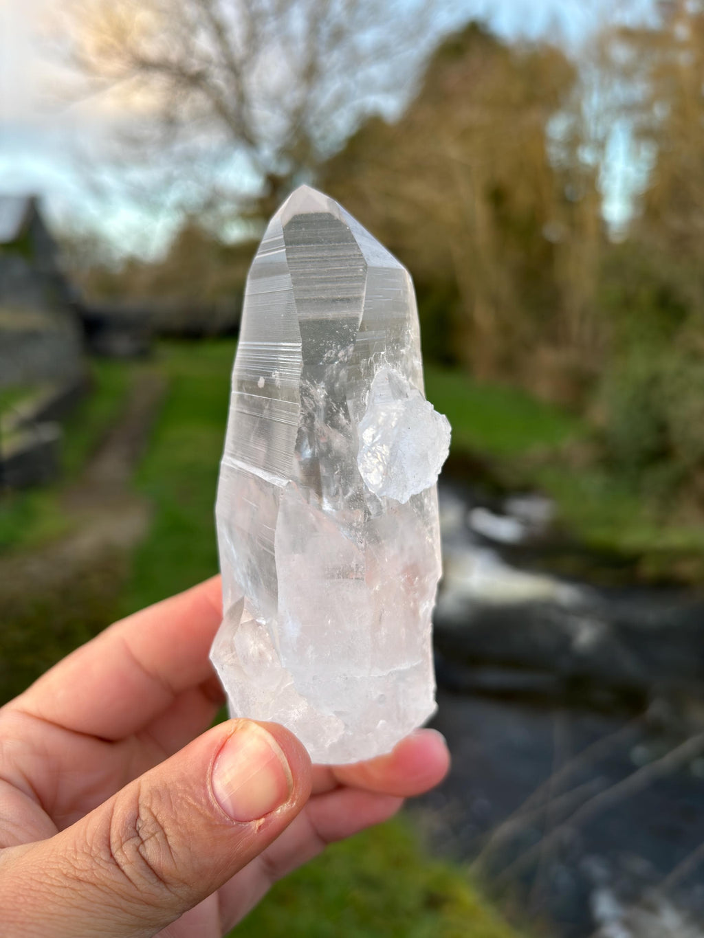 Natural Lemurian Quartz Point | Extra Clear Brazilian Crystal | High Transparency | Raw Collector Specimen | Healing Stone