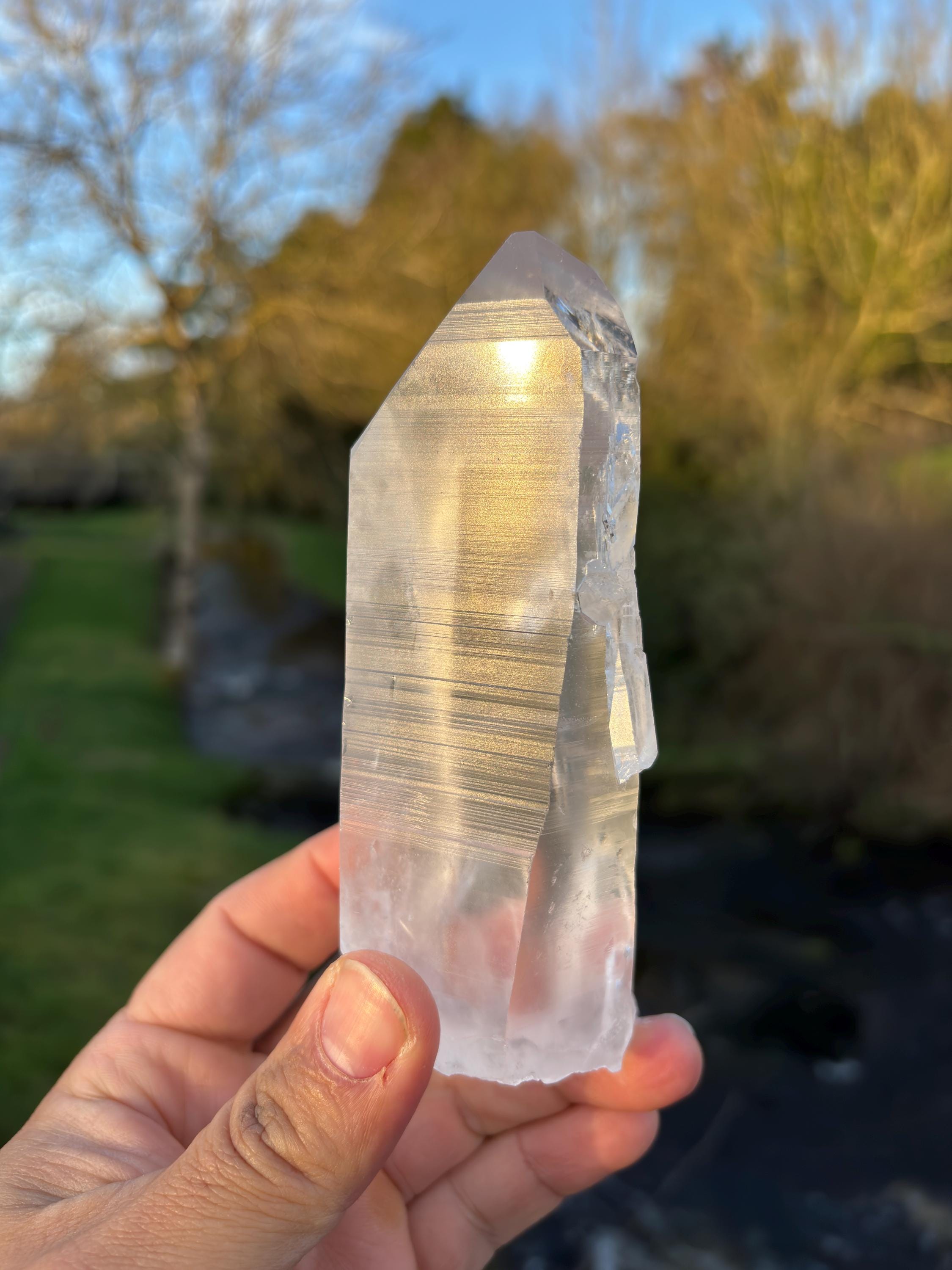 Natural Lemurian Quartz Point | Extra Clear Brazilian Crystal | High Transparency | Raw Collector Specimen | Healing Stone