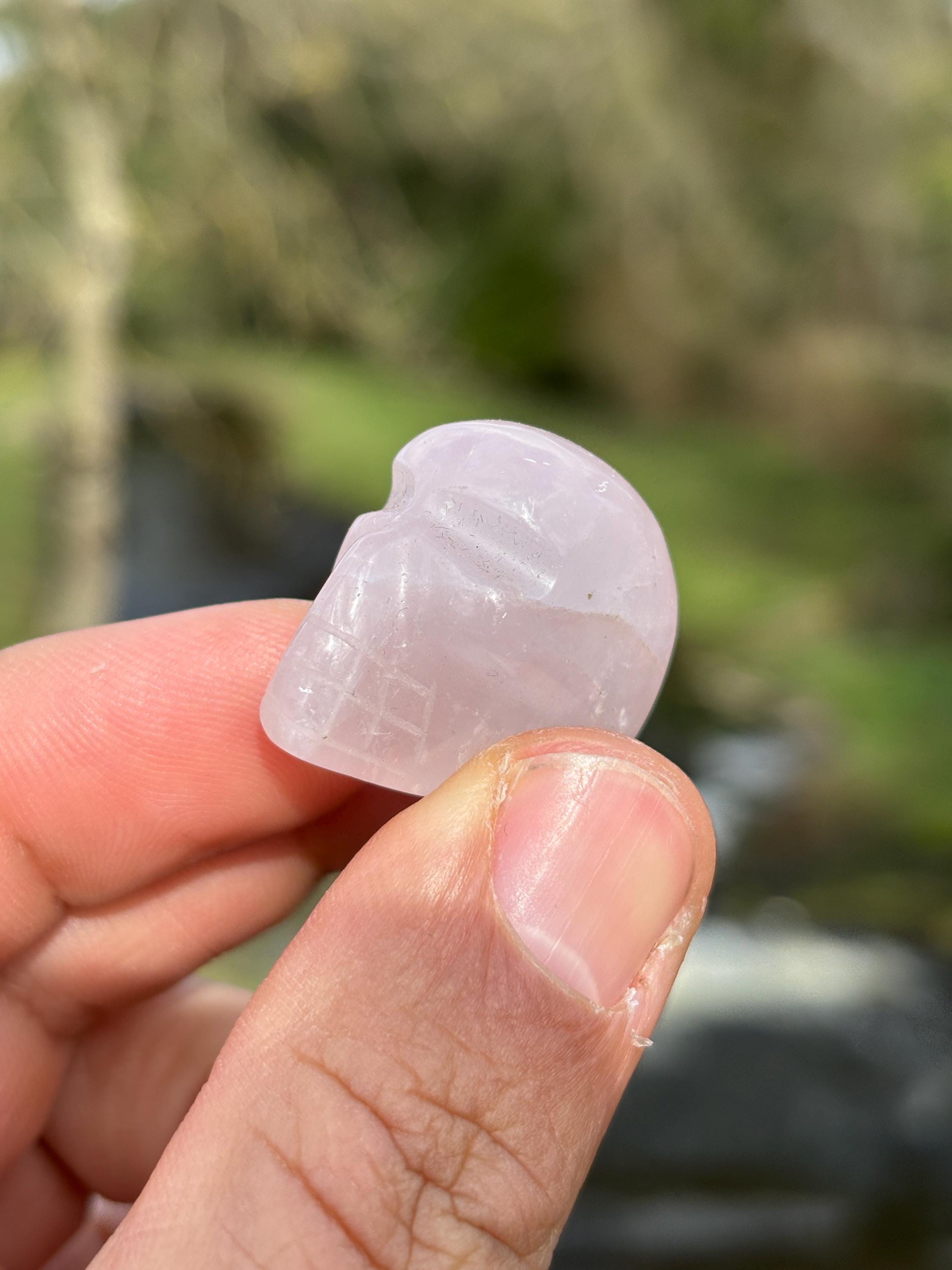 Rose Quartz Mini Skull | Hand Carved Crystal Skull | Love Stone Healing Crystal | Gothic Crystal Decor