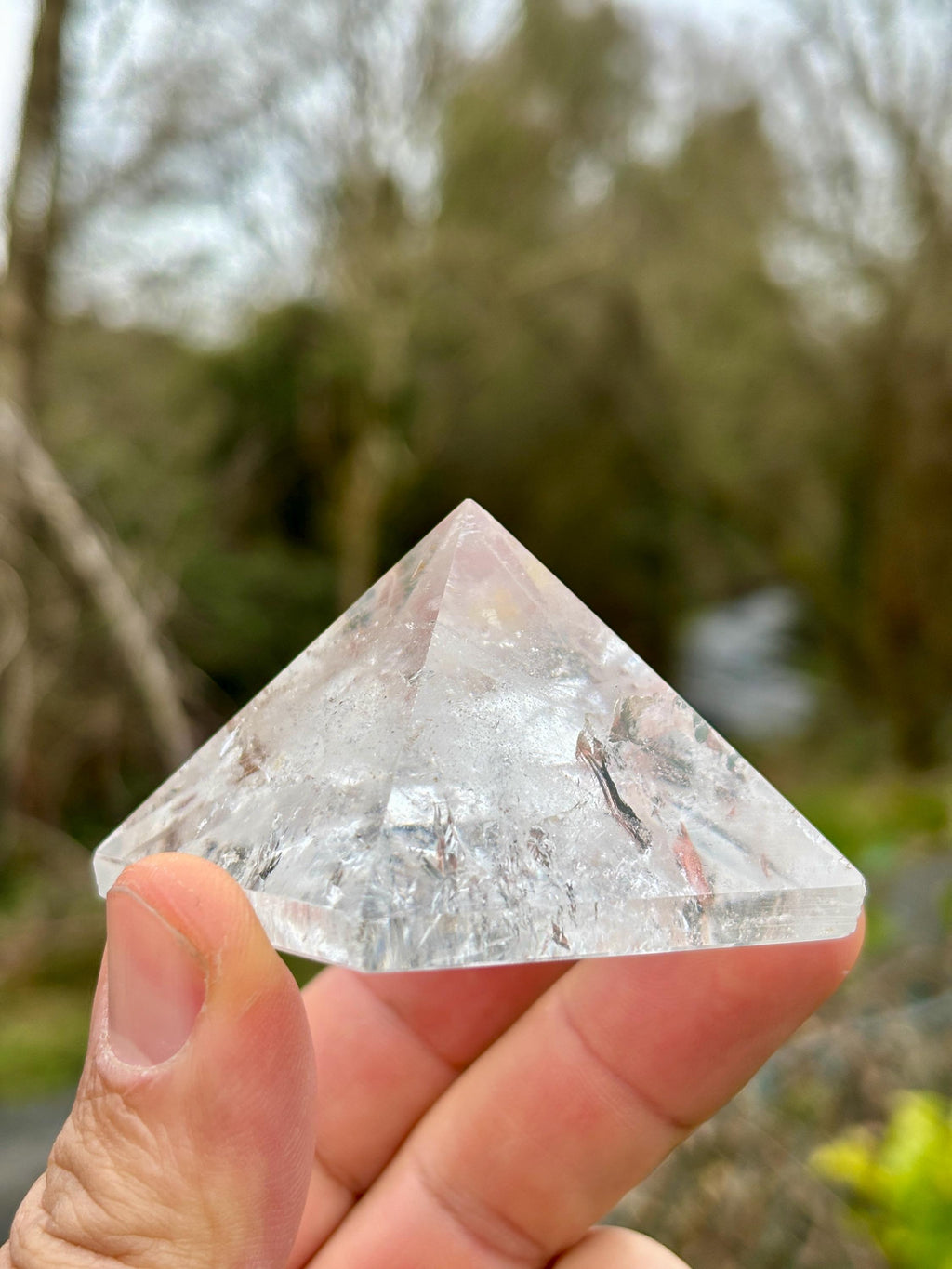 Natural Quartz Crystal Pyramid | Energy Amplifier Stone | Sacred Geometry Decor | Meditation & Healing Crystal