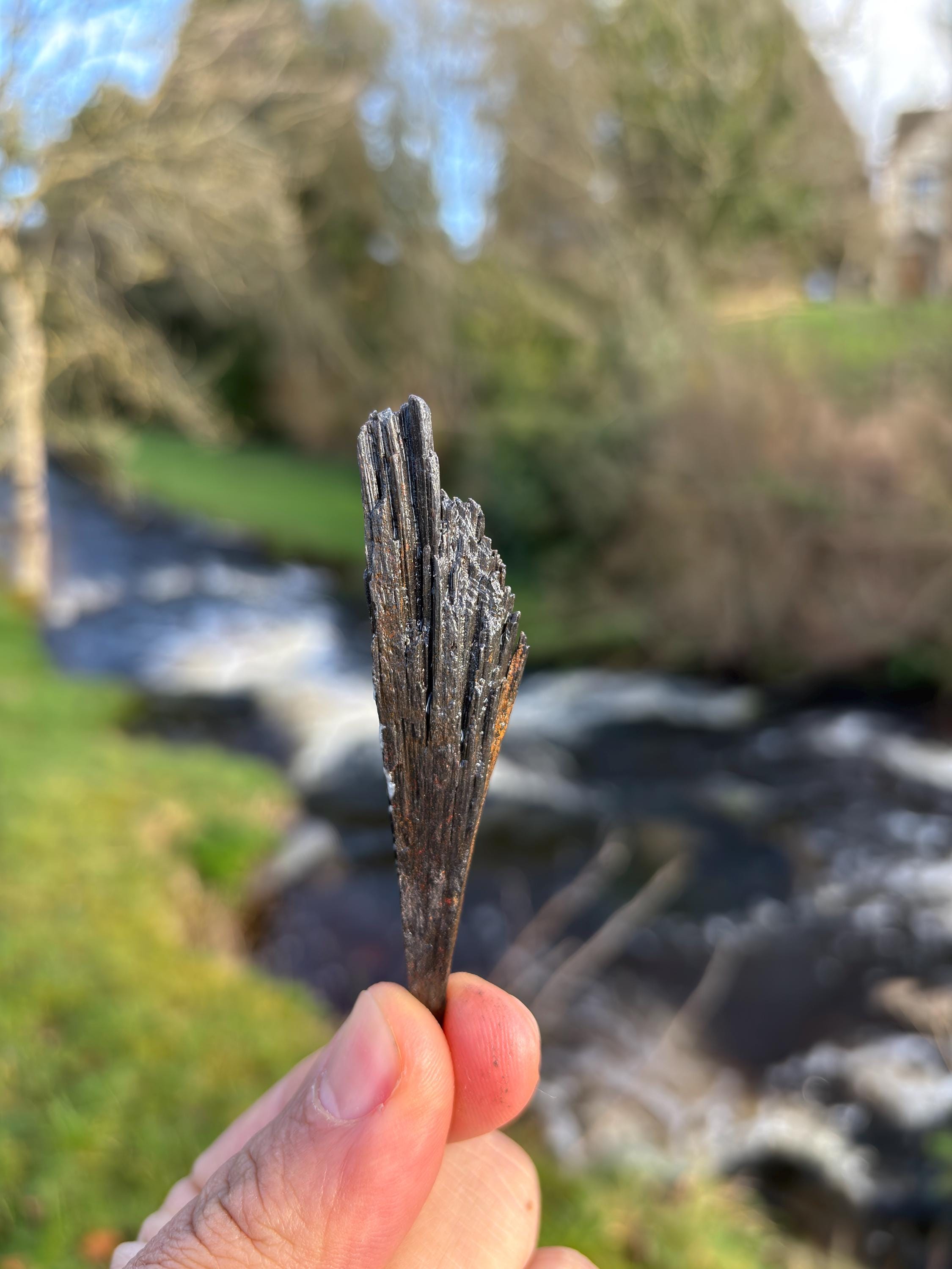 Black Kyanite Rough Crystal | Witch’s Broom, Protection Stone from Brazil