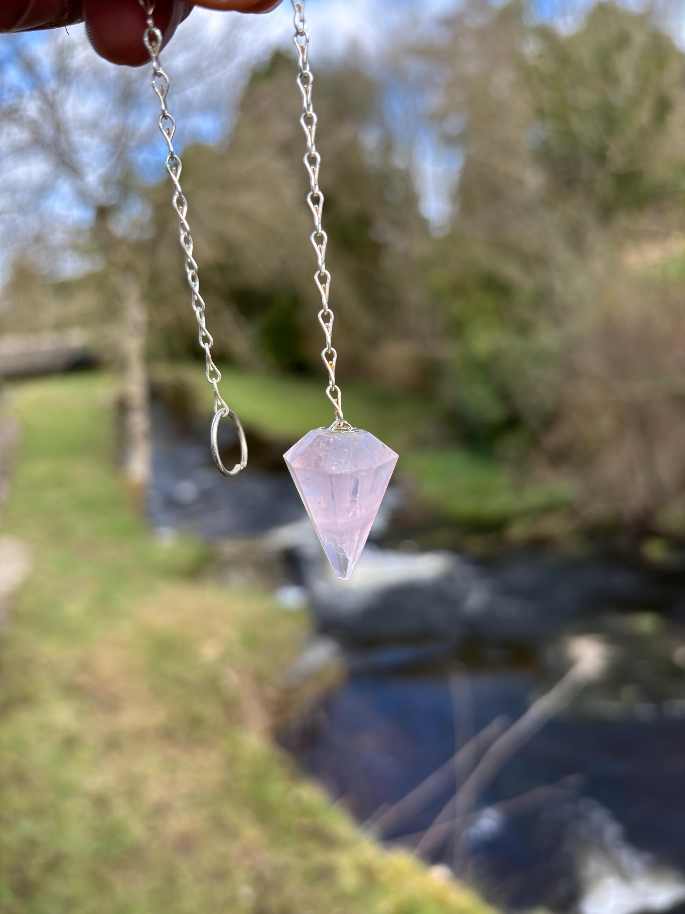 Rose Quartz Pendulum | Faceted Crystal Dowsing Tool | Heart Chakra Healing Stone | Divination Pendulum