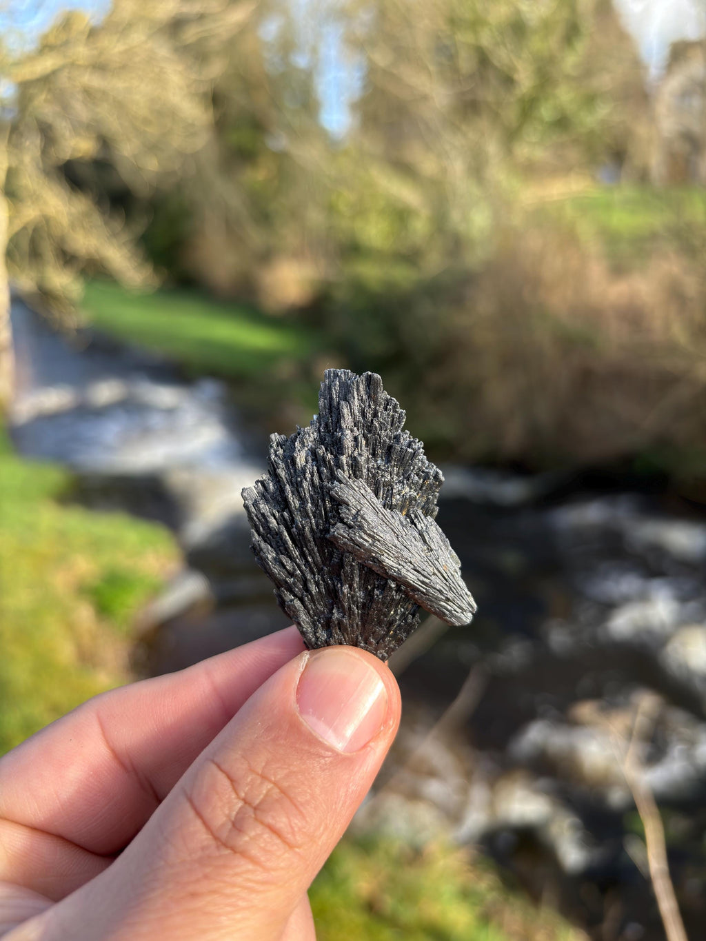Black Kyanite Rough Crystal | Witch’s Broom, Protection Stone from Brazil