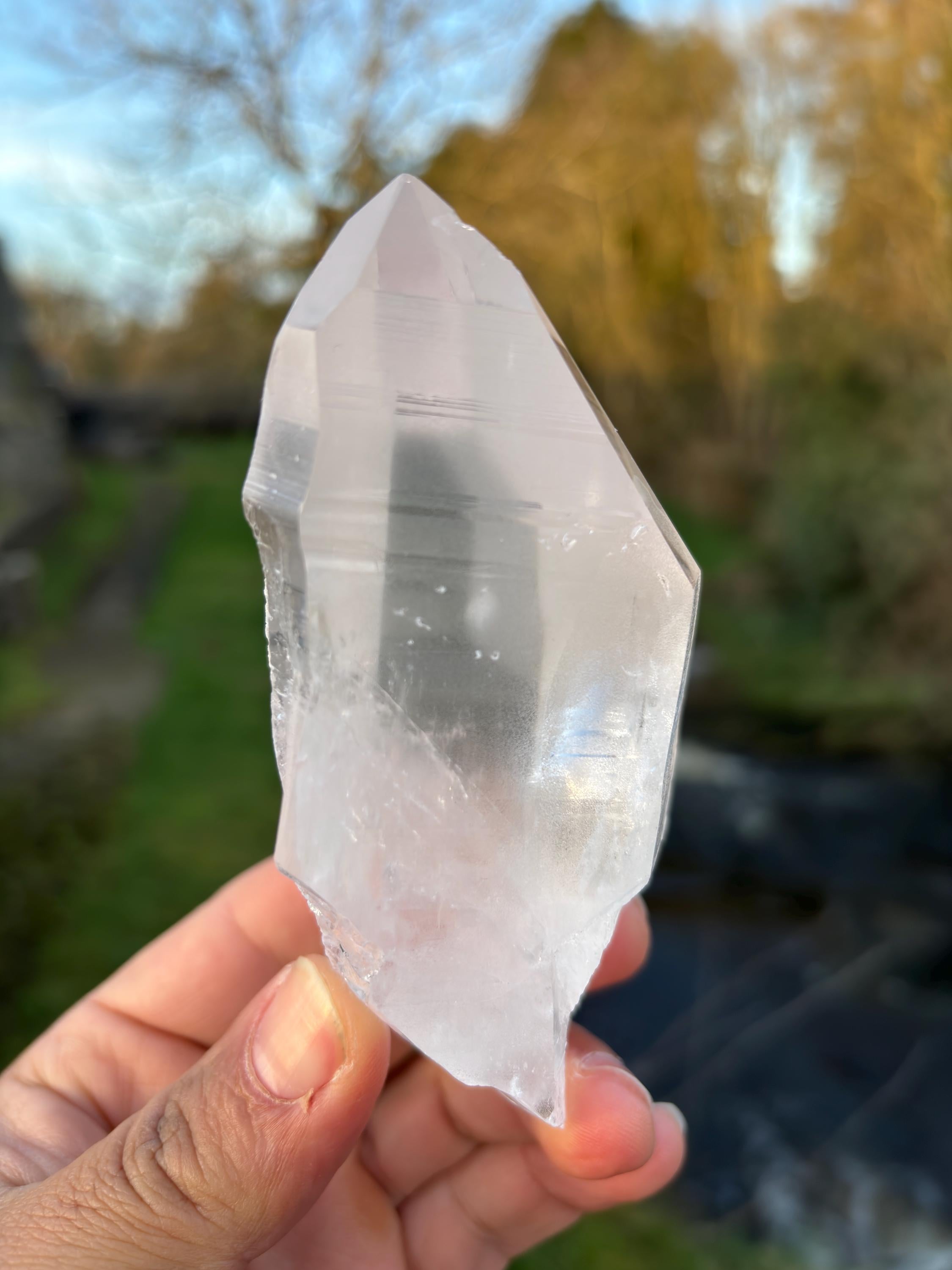 Natural Lemurian Quartz Point | Extra Clear Brazilian Crystal | High Transparency | Raw Collector Specimen | Healing Stone