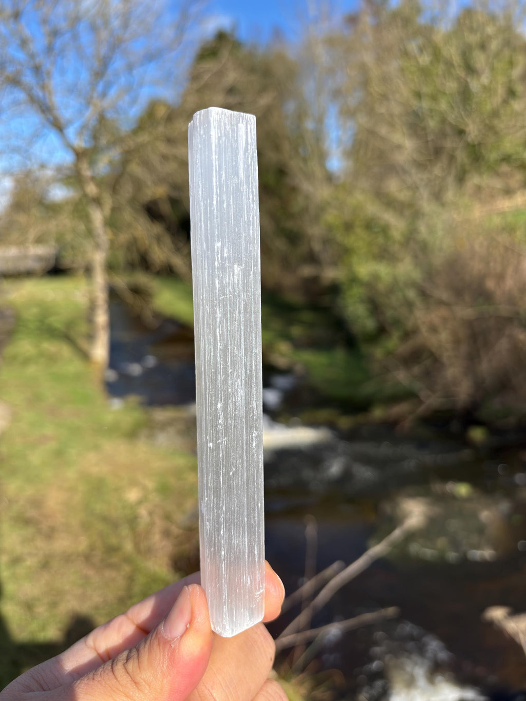 Natural Selenite Stick - Satin Spar Crystal Wand for Cleansing, Energy Clearing & Home Decor