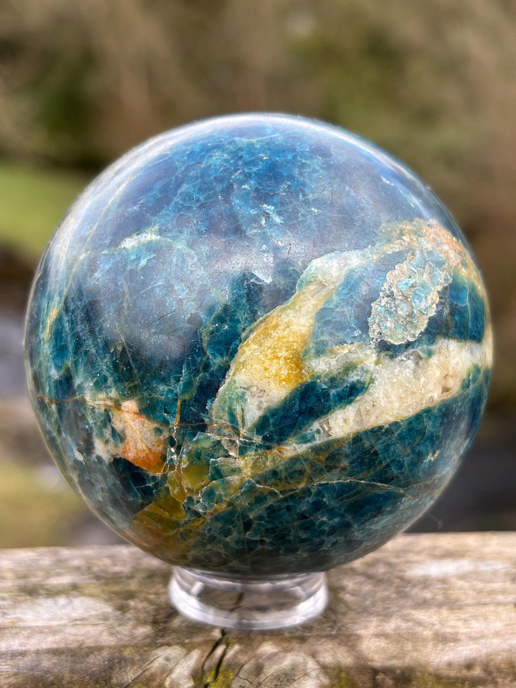 Rare Blue Apatite Sphere 70mm | Natural Brazilian Crystal Ball, Throat Chakra Stone