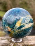 Rare Blue Apatite Sphere 70mm | Natural Brazilian Crystal Ball, Throat Chakra Stone