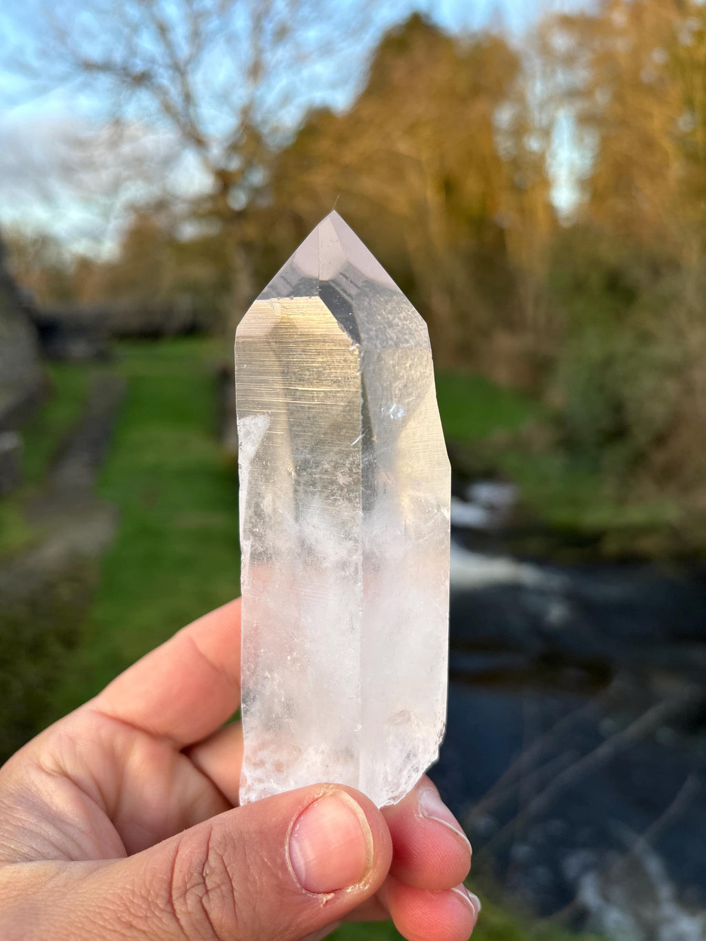 Natural Lemurian Quartz Point | Extra Clear Brazilian Crystal | High Transparency | Raw Collector Specimen | Healing Stone