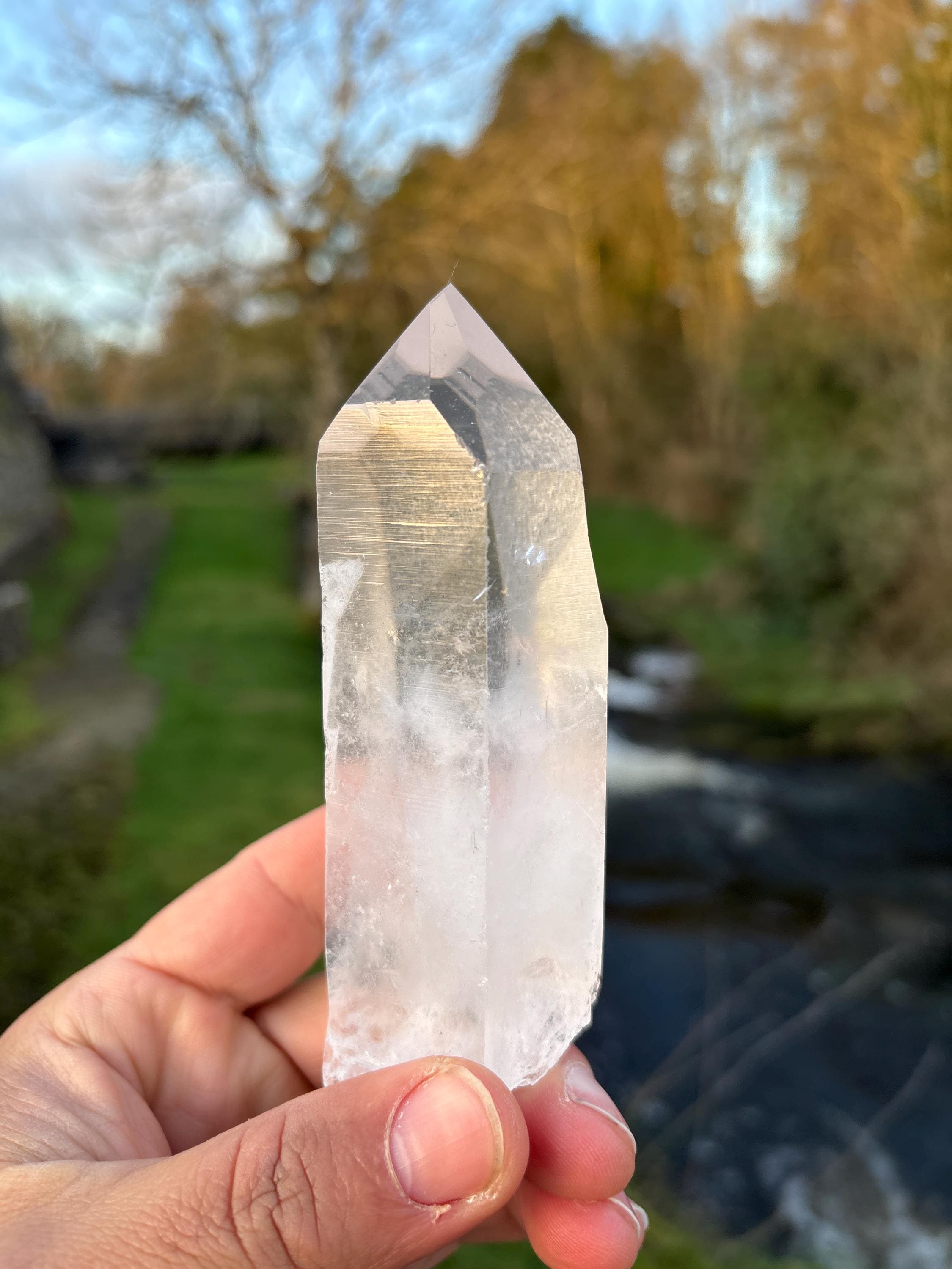 Natural Lemurian Quartz Point | Extra Clear Brazilian Crystal | High Transparency | Raw Collector Specimen | Healing Stone