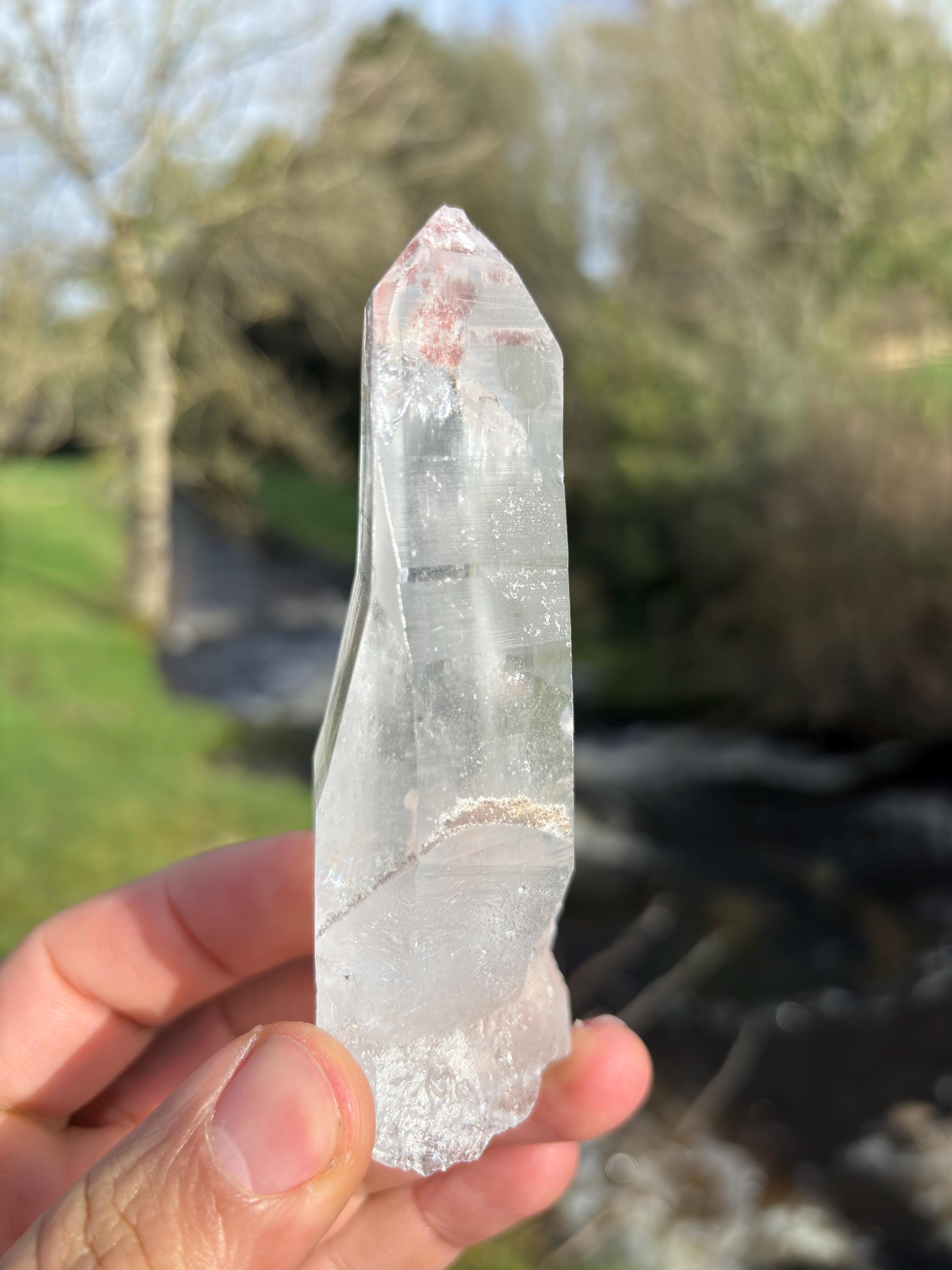 Natural Lemurian Quartz Point | Raw Crystal with Striations | Healing Stone for Meditation | High Vibration Crystal | Mineral Specimen