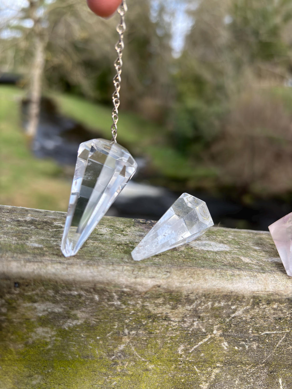 Faceted Crystal Pendulum | Divination Dowsing Tool with Chain