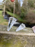 Faceted Crystal Pendulum | Divination Dowsing Tool with Chain