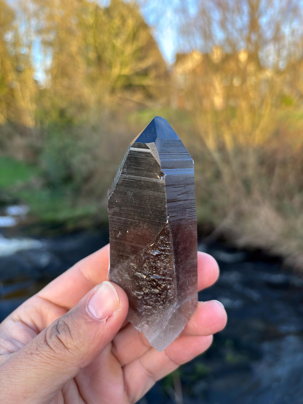 Smoky Lemurian Quartz Point | Natural Brazilian Crystal | Grounding Protection Stone | Raw Collector Specimen