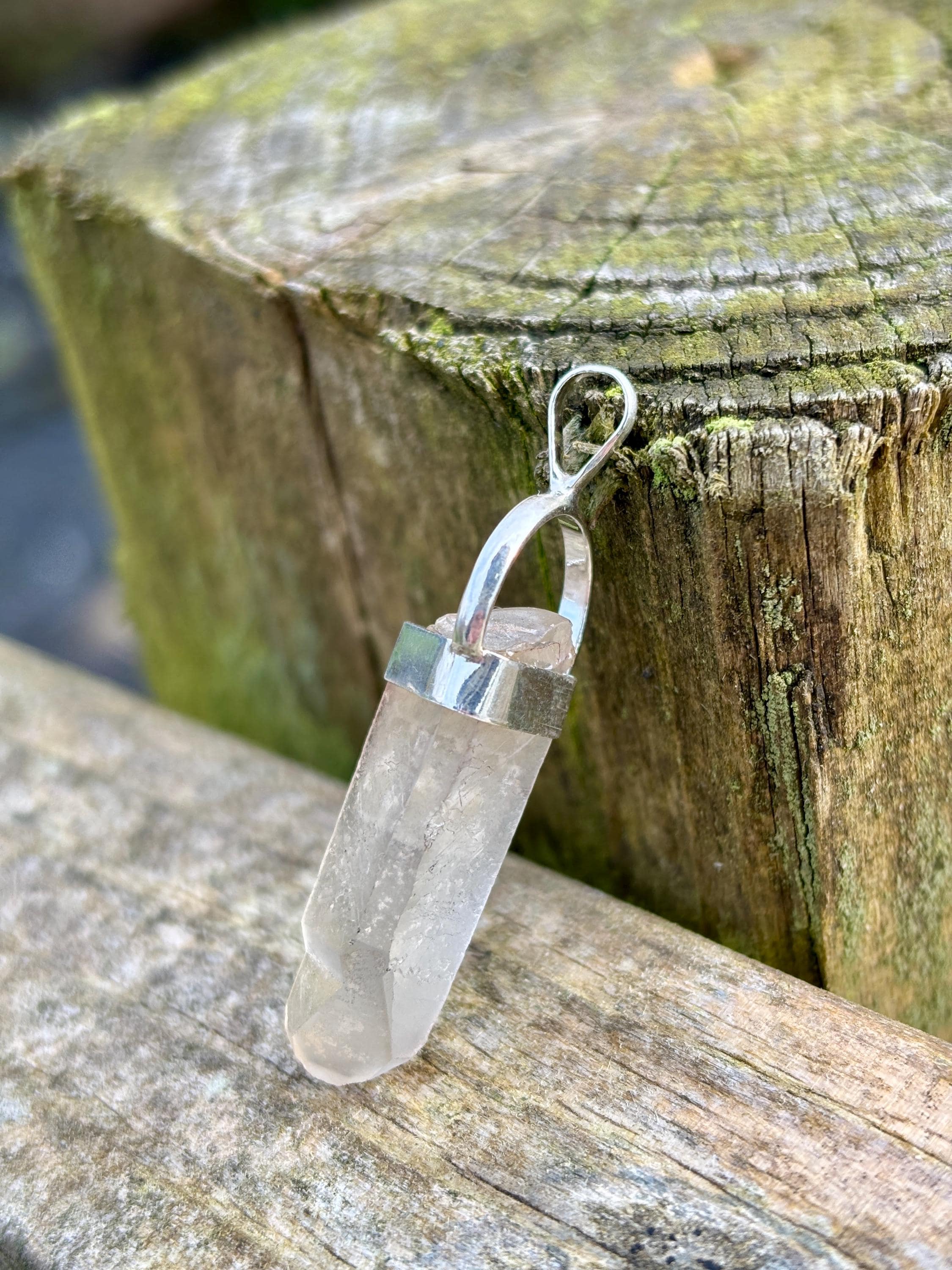 Natural Clear Quartz Pendant | 925 Sterling Silver Master Healer Necklace