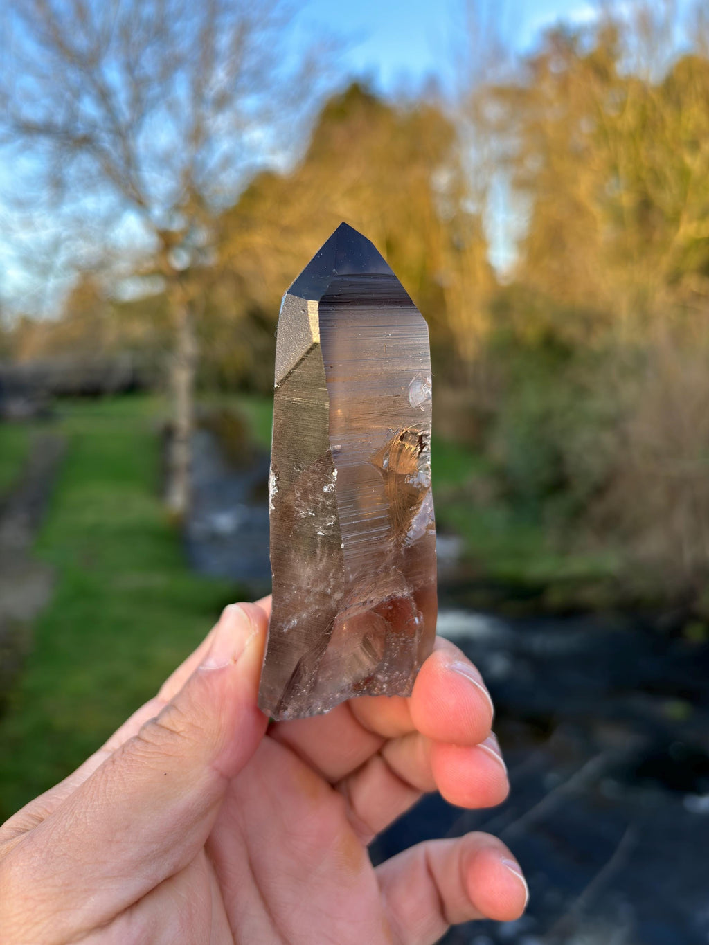 Smoky Lemurian Quartz Point | Natural Brazilian Crystal | Grounding Protection Stone | Raw Collector Specimen