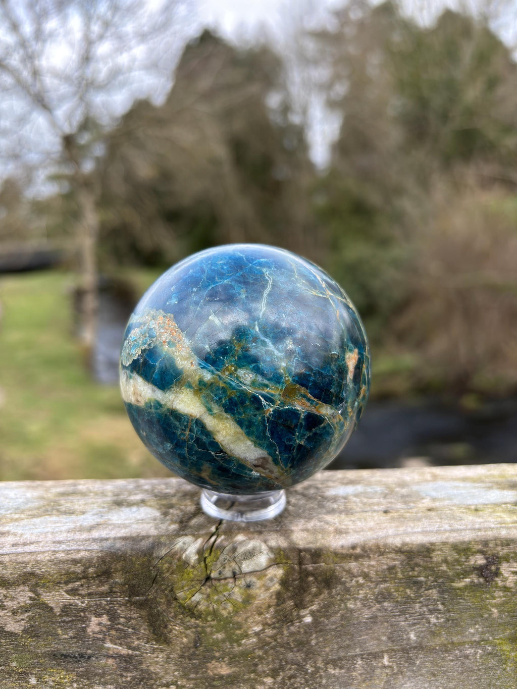 Rare Blue Apatite Sphere 70mm | Natural Brazilian Crystal Ball, Throat Chakra Stone