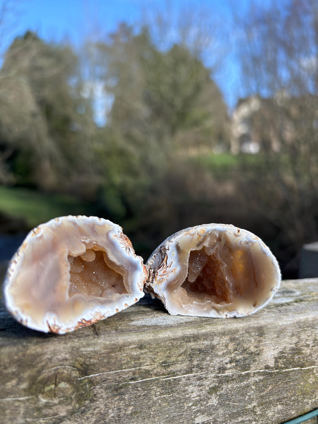 Agate Geode Pair | Natural Crystal Geode Set | Matching Halves | Collector Mineral | Home Decor Gift