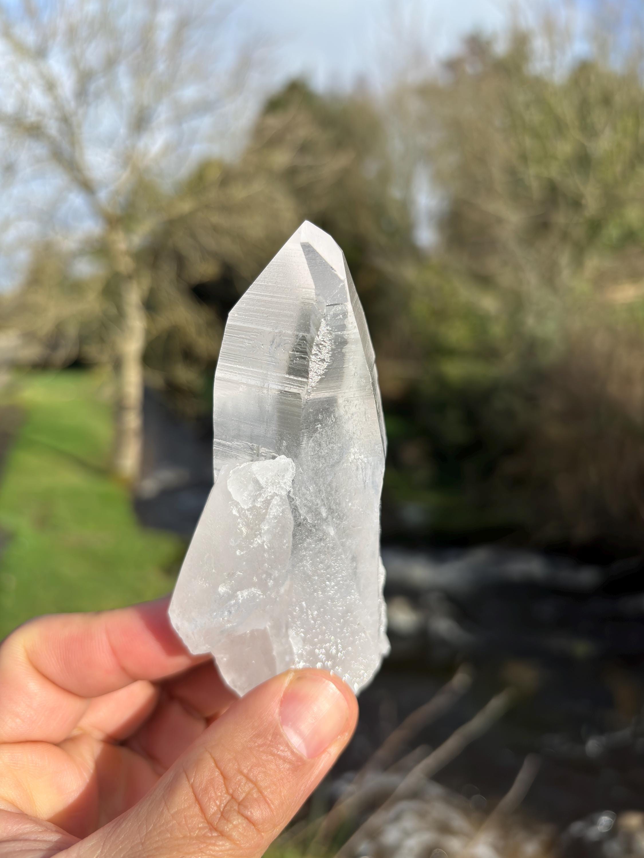 Natural Lemurian Quartz Point | Raw Crystal with Striations | Healing Stone for Meditation | High Vibration Crystal | Mineral Specimen