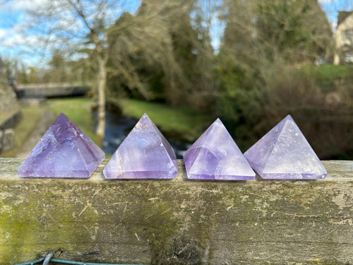 Amethyst Crystal Pyramid 50mm | Purple Quartz Energy Stone | Sacred Geometry Healing Crystal | Meditation & Decor