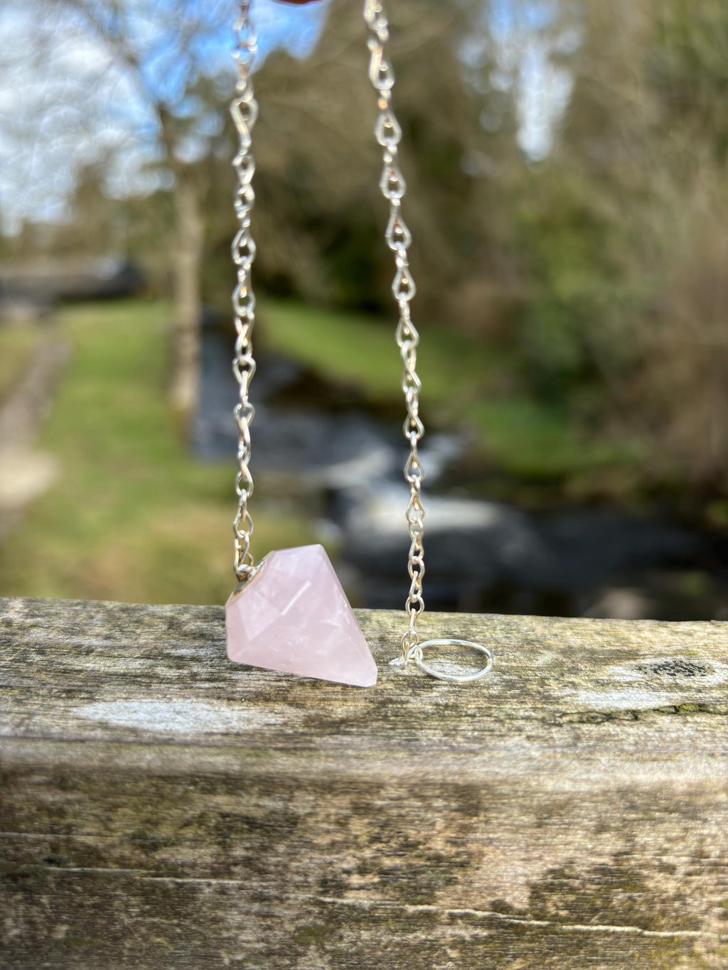 Rose Quartz Pendulum | Faceted Crystal Dowsing Tool | Heart Chakra Healing Stone | Divination Pendulum
