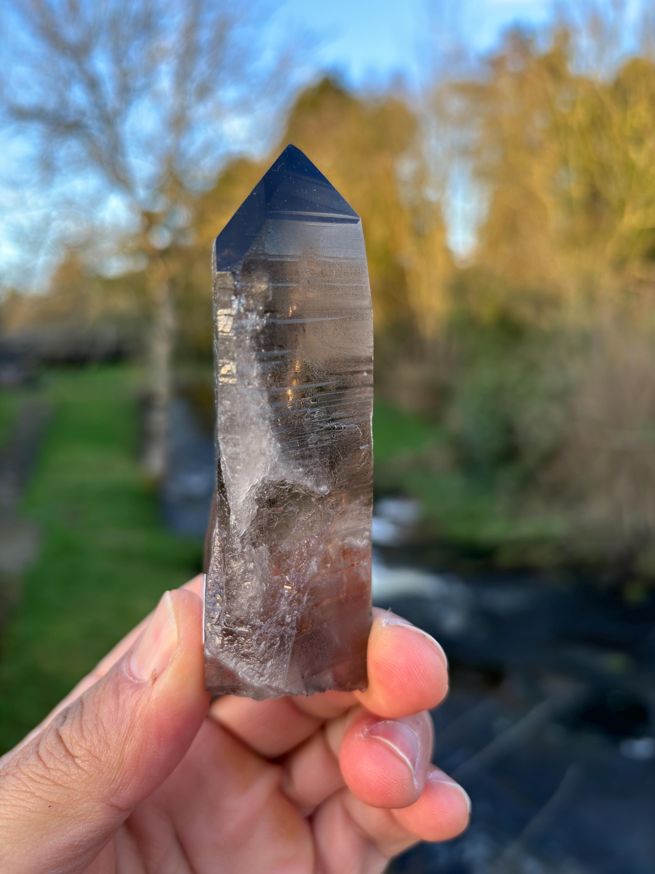 Smoky Lemurian Quartz Point | Natural Brazilian Crystal | Grounding Protection Stone | Raw Collector Specimen