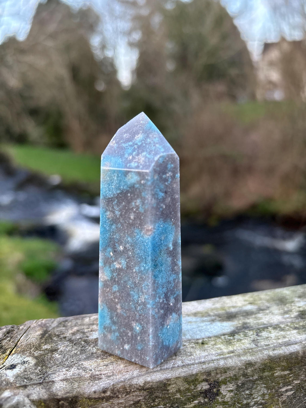 Rare Trolleite Quartz Tower | Paraiba Quartz Polished Point | Blue Crystal Collector Piece | High Vibration Stone
