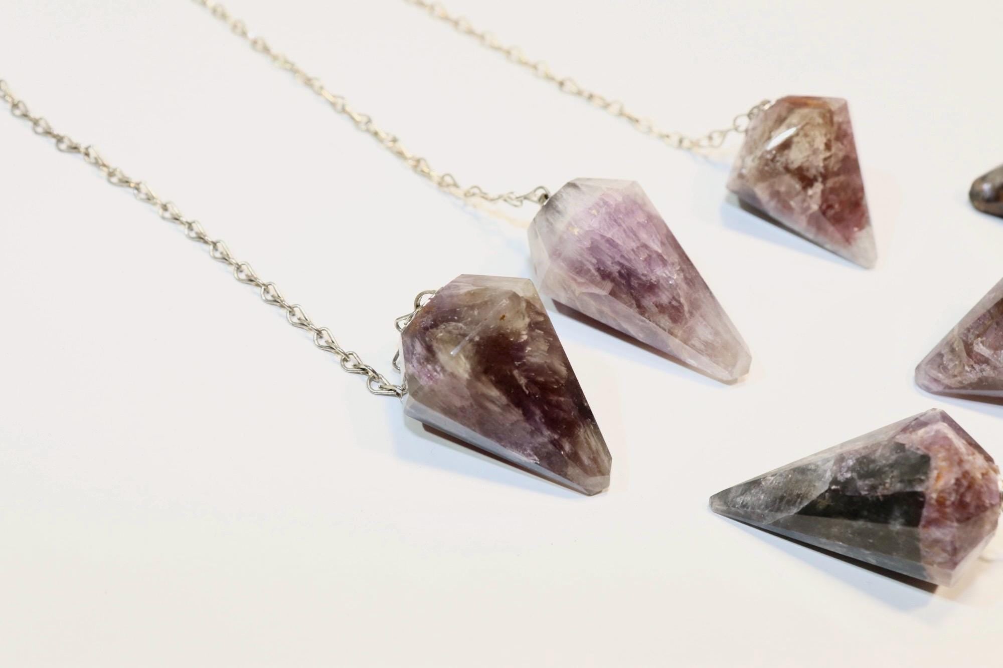 Natural Cacoxenite Crystal Pendulum - Intuition & Chakra Divination Tool for Energy Work