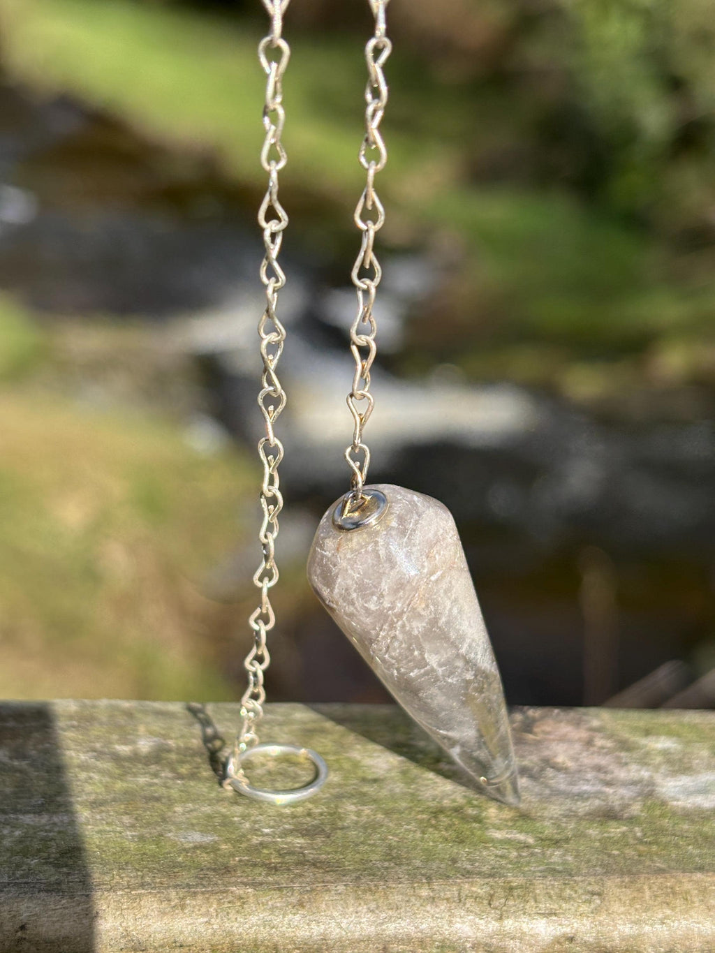 Lithium Quartz Pendulum | Grey Crystal Dowsing Tool | Emotional Healing Stone | Meditation Divination Pendulum