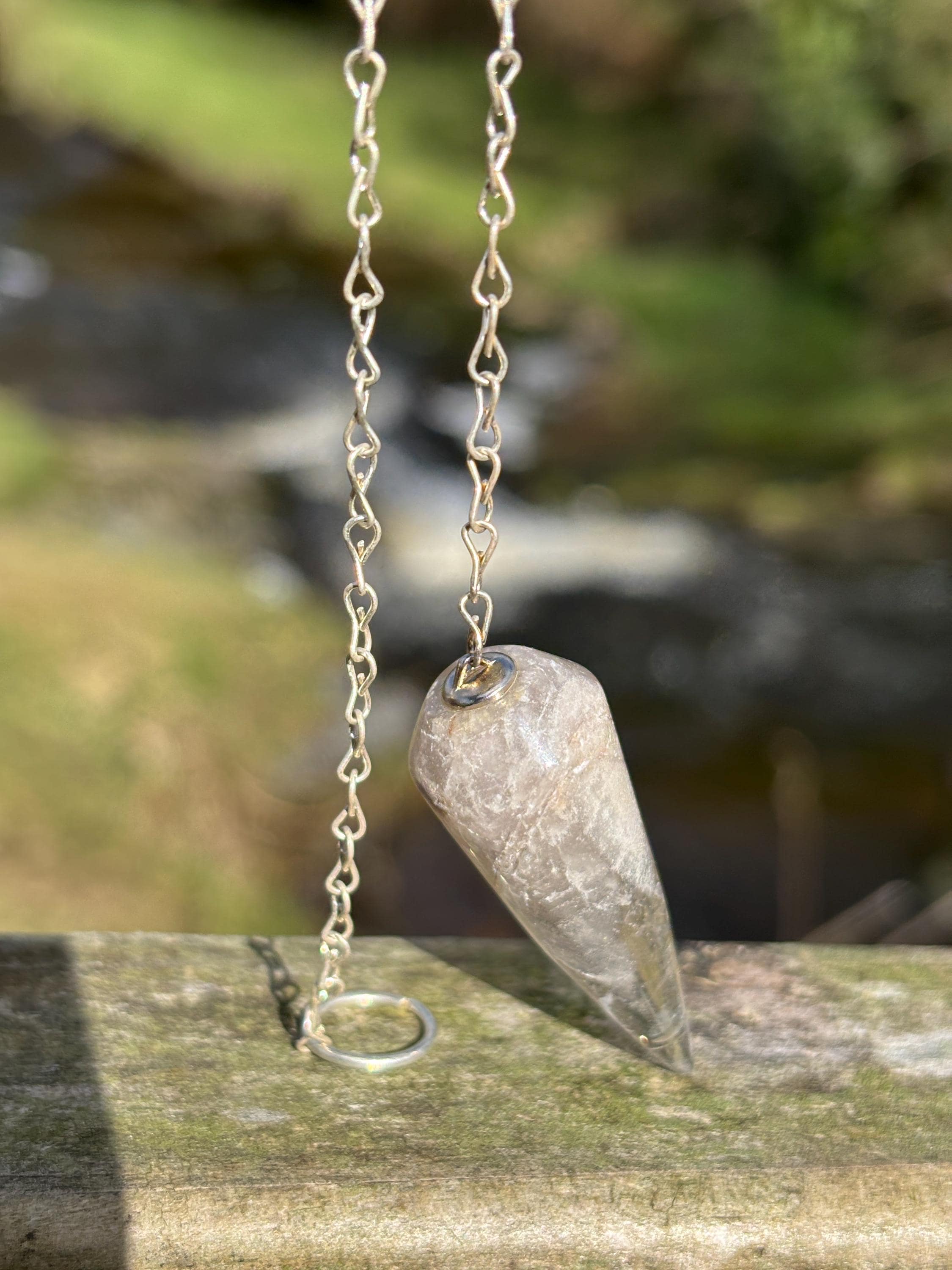 Lithium Quartz Pendulum | Grey Crystal Dowsing Tool | Emotional Healing Stone | Meditation Divination Pendulum