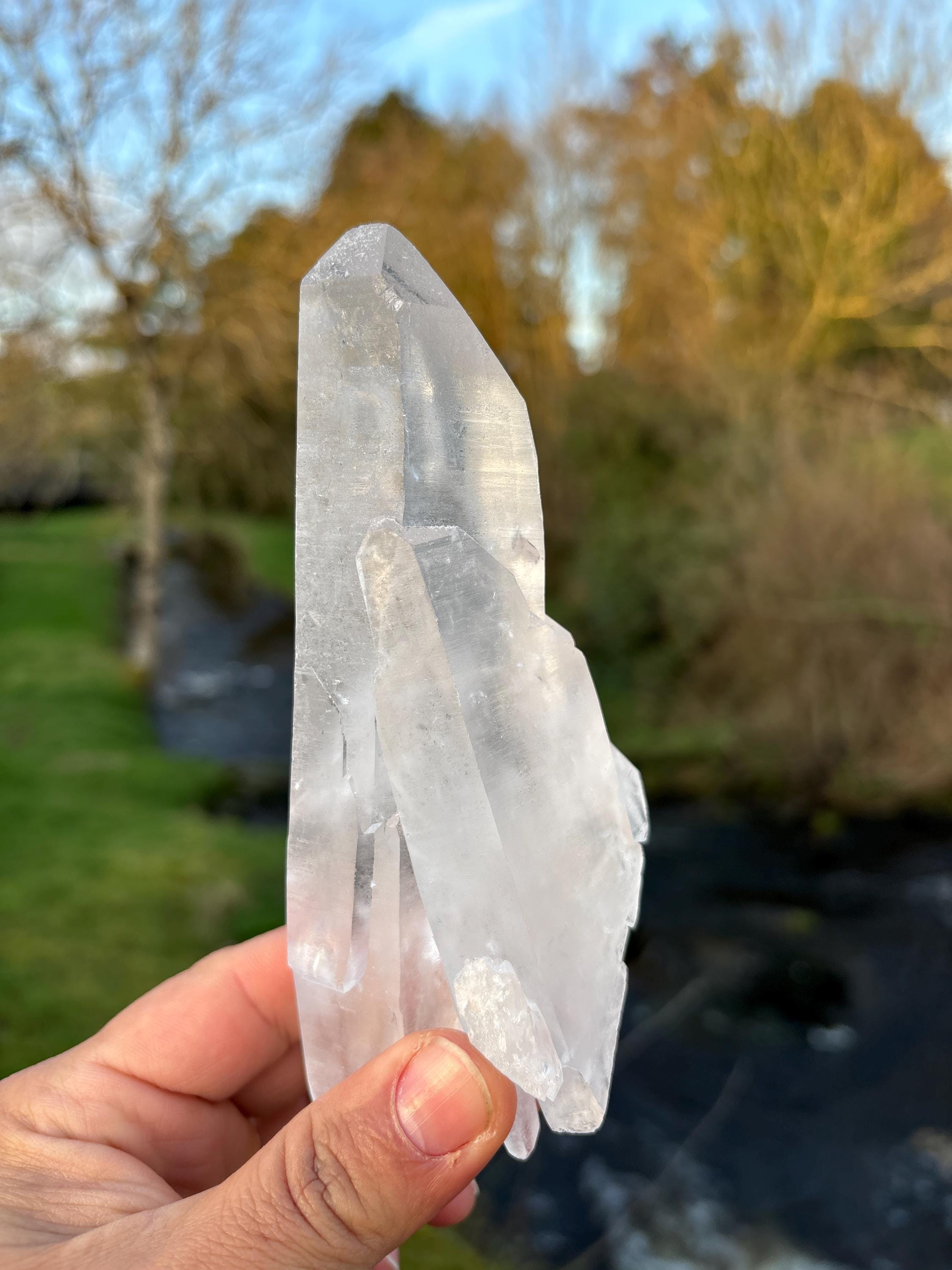 Natural Lemurian Quartz Point | Extra Clear Brazilian Crystal | High Transparency | Raw Collector Specimen | Healing Stone